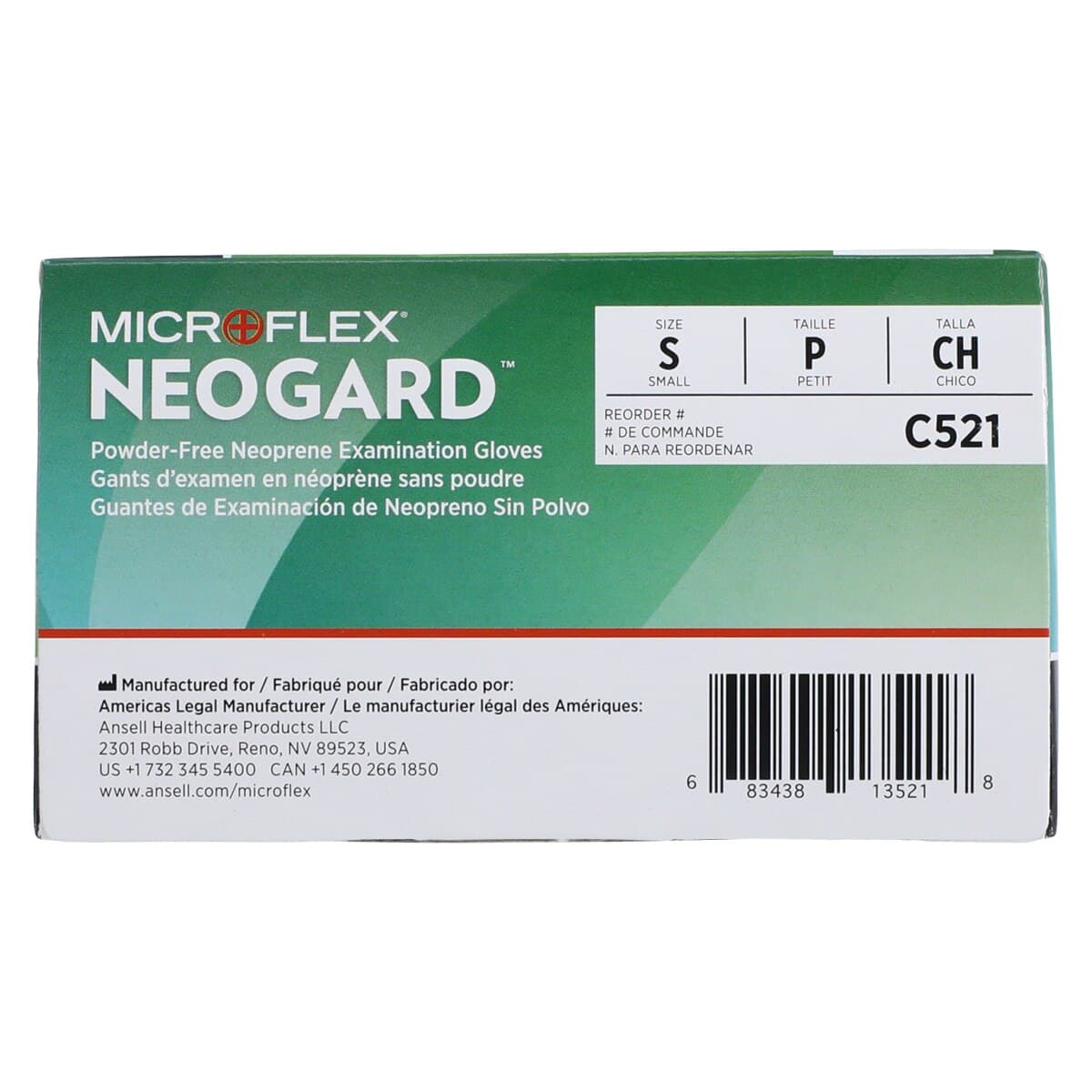 Microflex Neogard C52 Chloroprene Exam Gloves, Powder-Free, Non-Sterile, Small, Green, 100/Box, C521 thumbnail 6