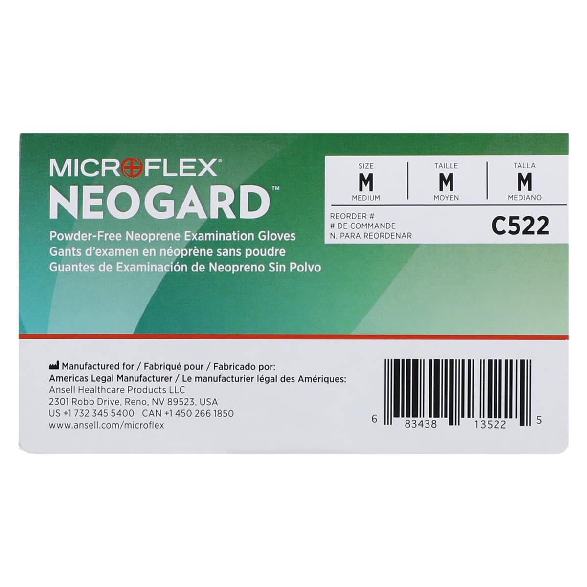 Microflex Neogard Chloroprene Exam Gloves, Powder-Free, Non-Sterile, Medium, Green, 100/Box, C522 thumbnail 6