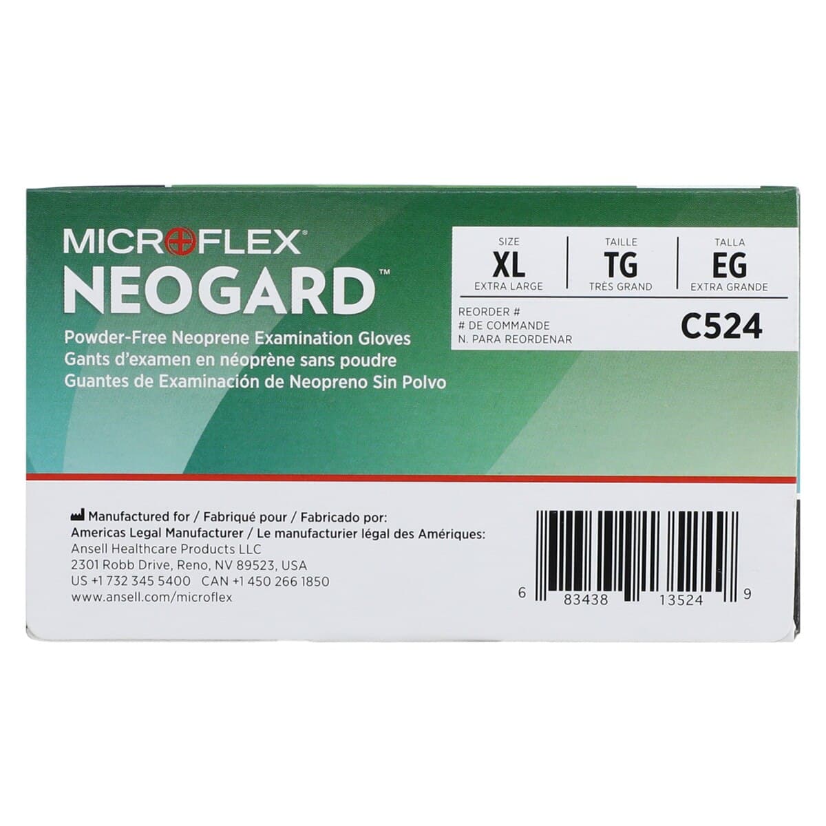 Microflex Neogard Chloroprene Exam Gloves, Powder-Free, Non-Sterile, Green, X-Large, 100/Box, C524 thumbnail 6