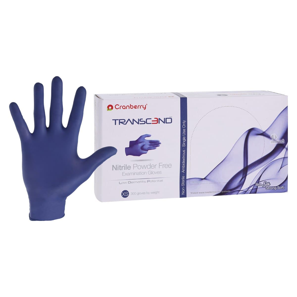 Transcend Nitrile Powder-Free Exam Gloves, X-Small, Matte Blue, 300/Box, CR3365 thumbnail 2