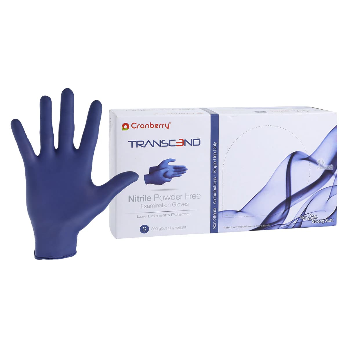 Cranberry Transcend Nitrile Powder-Free Exam Gloves, Small, Matte Blue, 300/Box, CR3366 thumbnail 2