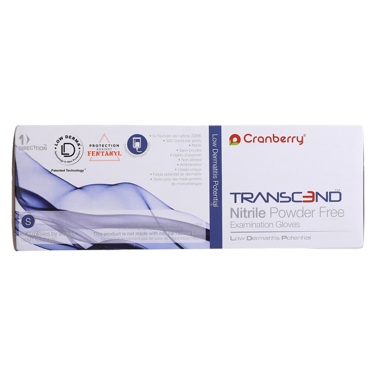 Cranberry Transcend Nitrile Powder-Free Exam Gloves, Small, Matte Blue, 300/Box, CR3366 thumbnail 6