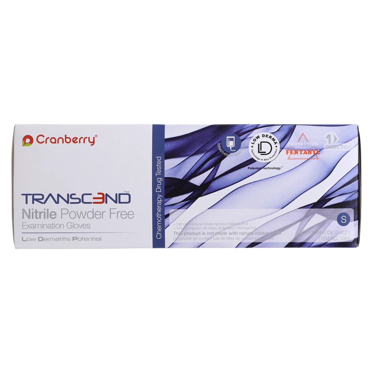 Cranberry Transcend Nitrile Powder-Free Exam Gloves, Small, Matte Blue, 300/Box, CR3366 thumbnail 7