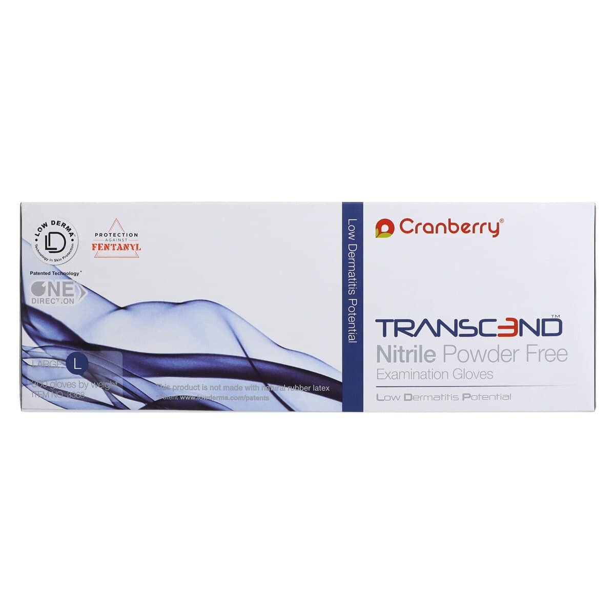Cranberry Transcend Nitrile Powder-Free Exam Gloves, Large, Matte Blue, 300/Box, CR3368 thumbnail 6