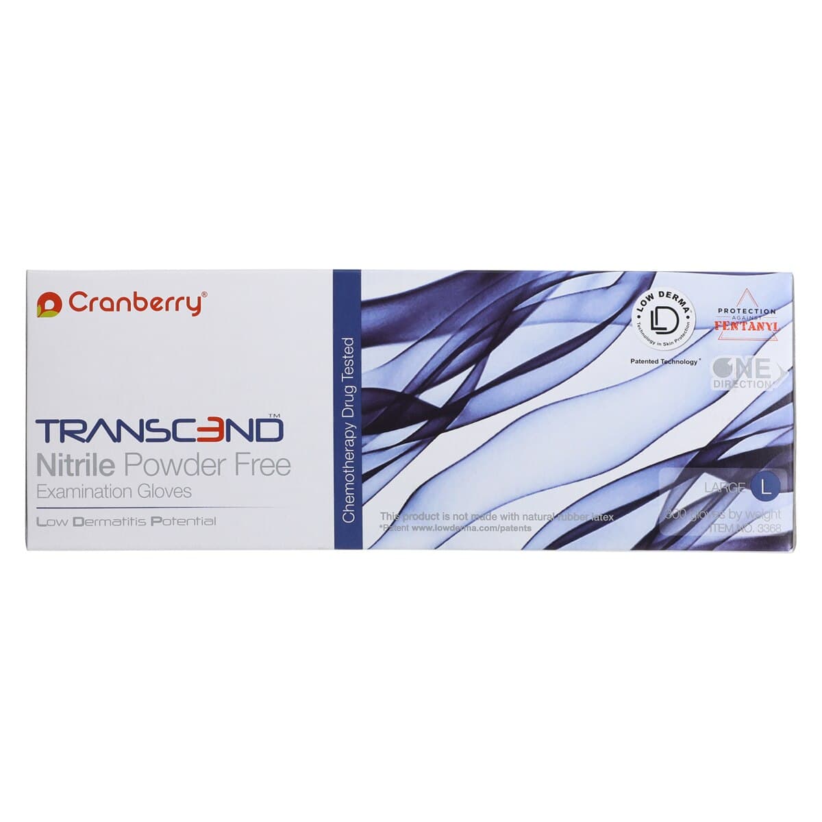 Cranberry Transcend Nitrile Powder-Free Exam Gloves, Large, Matte Blue, 300/Box, CR3368 thumbnail 7