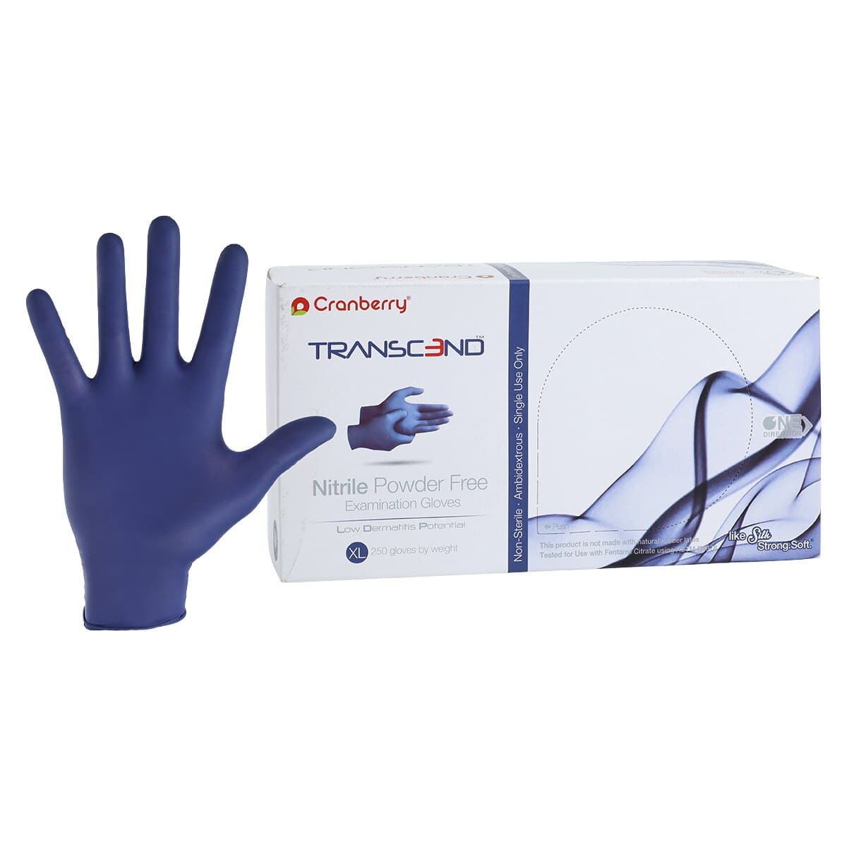 Transcend Nitrile Powder-Free Exam Gloves, X-Large, Matte Blue, Fingertip Textured, 250/Box, CR3369 thumbnail 2