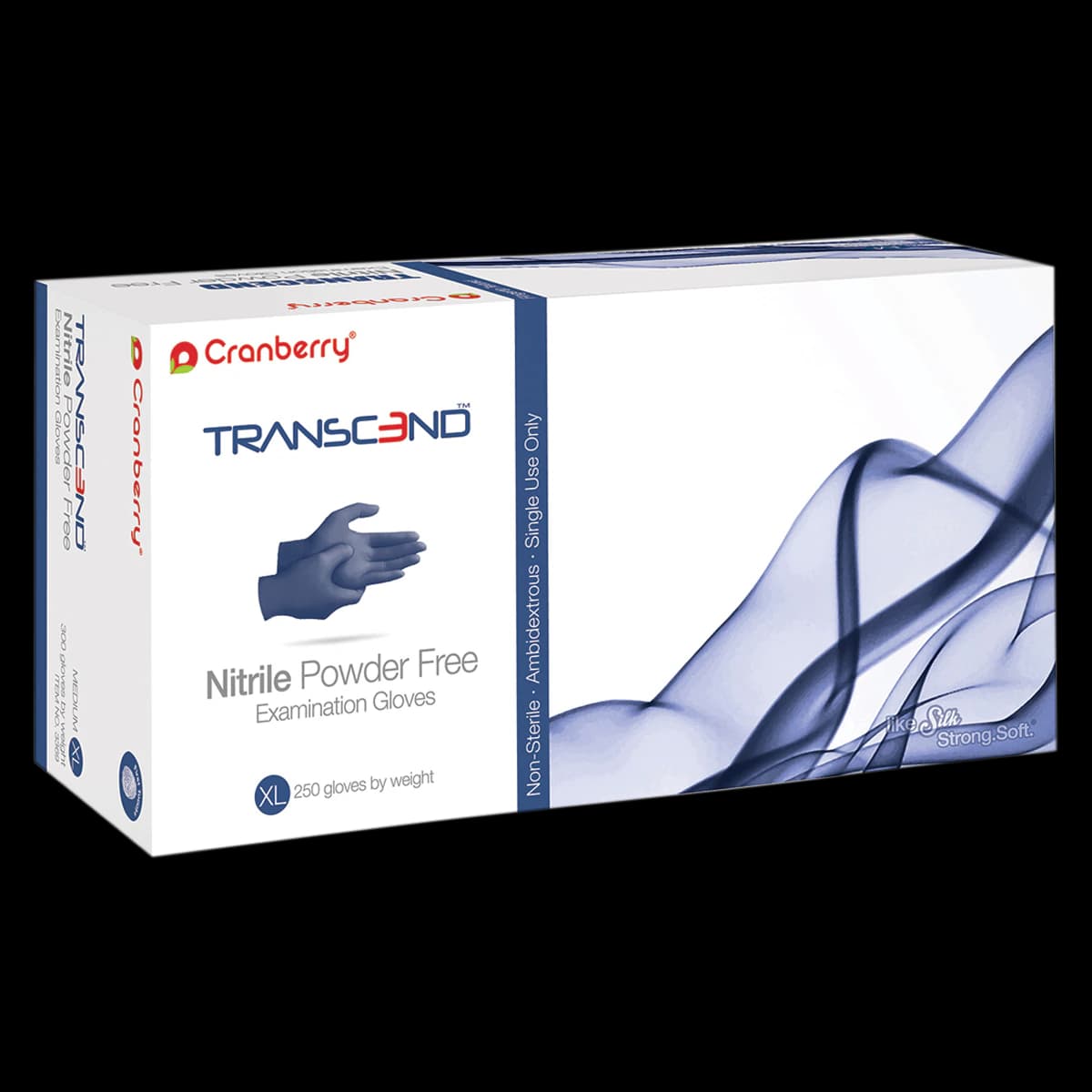 Transcend Nitrile Powder-Free Exam Gloves, X-Large, Matte Blue, Fingertip Textured, 250/Box, CR3369 - Transcend Nitrile Exam Gloves XL Blue Box of 250 - Image 1