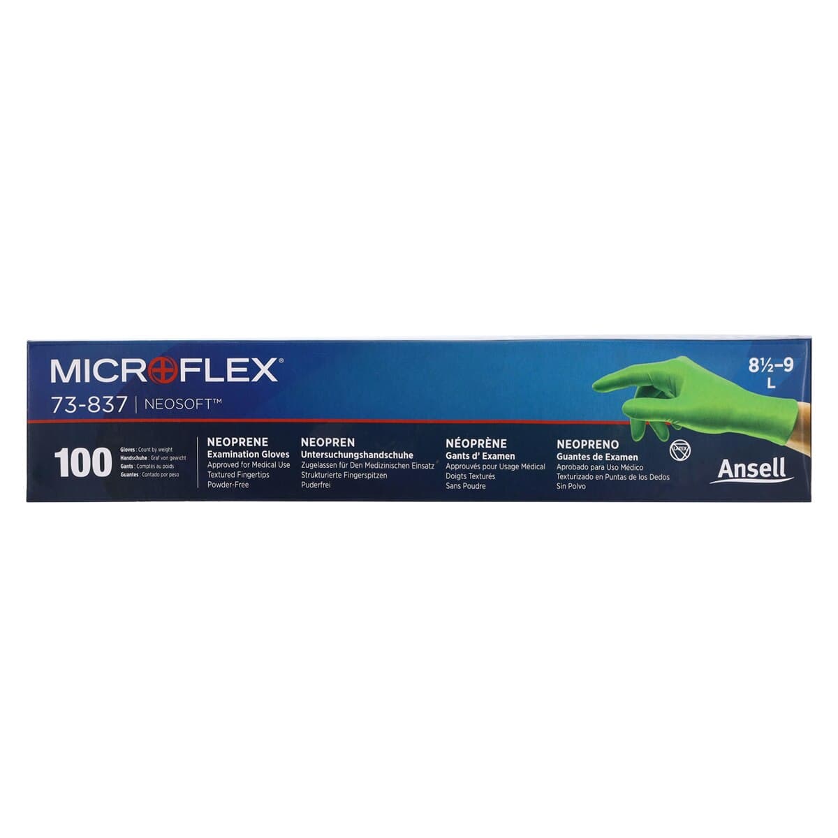 Microflex NeoSoft Neoprene Exam Gloves, Powder-Free, Latex-Free, Textured, Large, Green, 100/Bx, 73-837 thumbnail 5