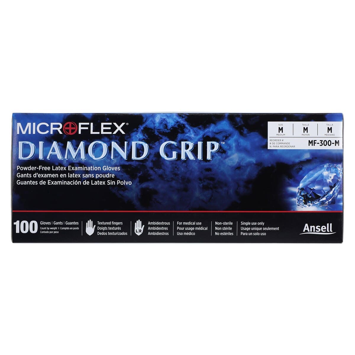 Microflex Diamond Grip MF-300 Powder-Free Latex Exam Gloves, Medium, Natural, 100/Box, MF-300-M thumbnail 5