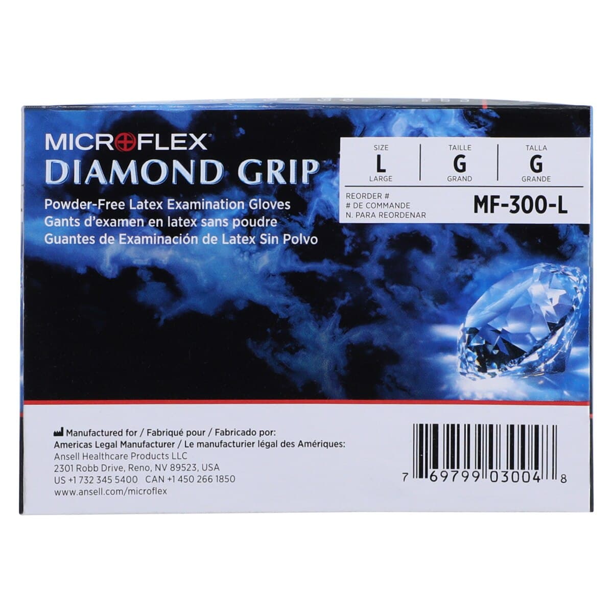 Microflex Diamond Grip MF-300 Powder-Free Latex Exam Gloves, Large, Natural, 100/Box, MF-300-L thumbnail 6