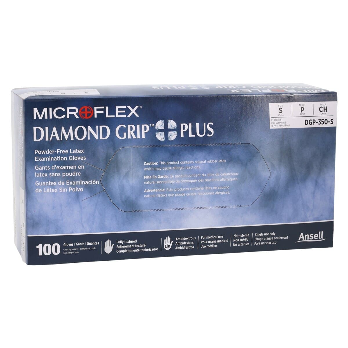 Microflex Diamond Grip Plus DGP-350 Powder-Free Latex Exam Gloves, Textured, Non-Sterile, Small, Natural, 100/Box, DGP-350-S thumbnail 4