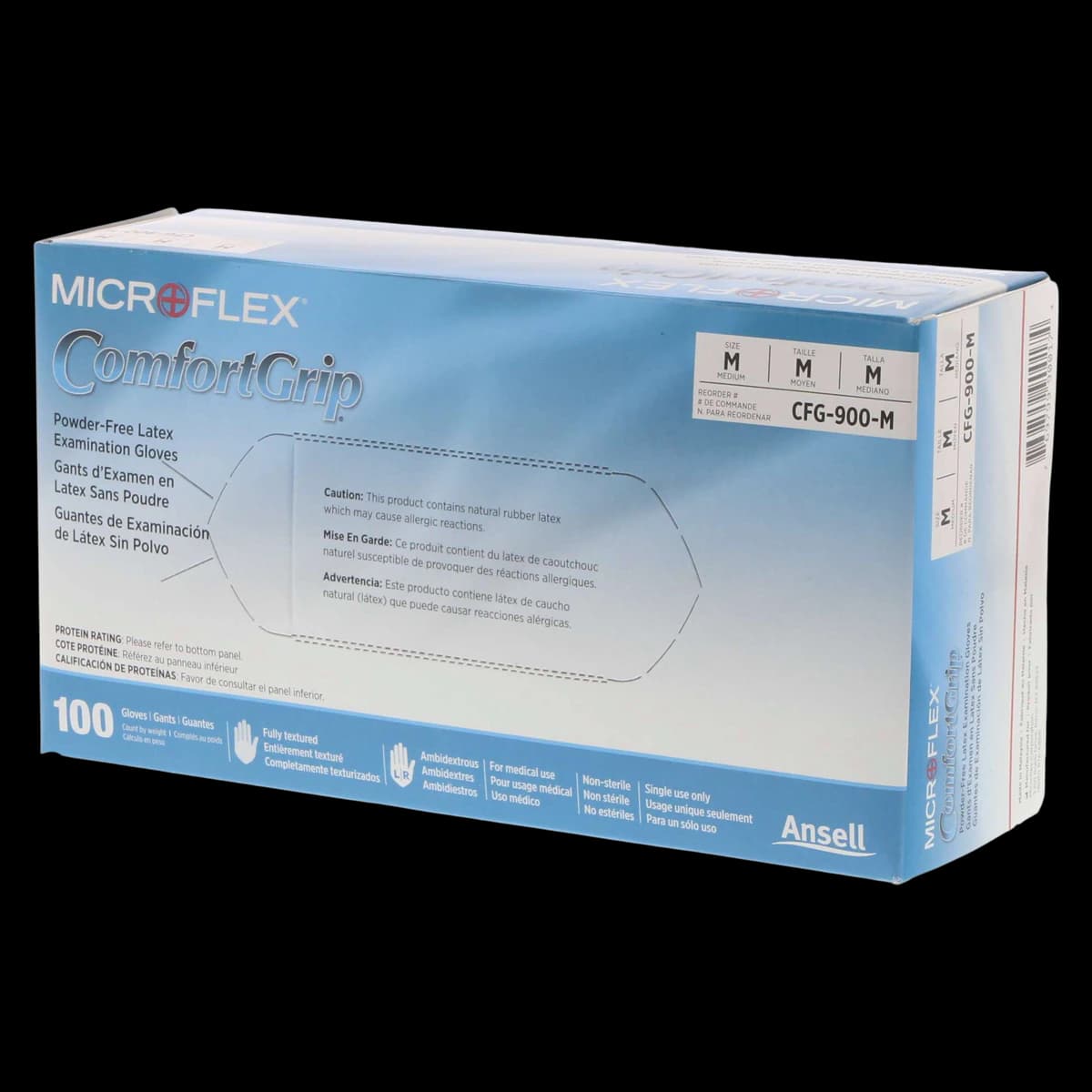 Microflex ComfortGrip CFG-900 Latex Exam Gloves, Powder-Free, Textured, Medium, Natural, 100/Box, CFG-900-M thumbnail 2