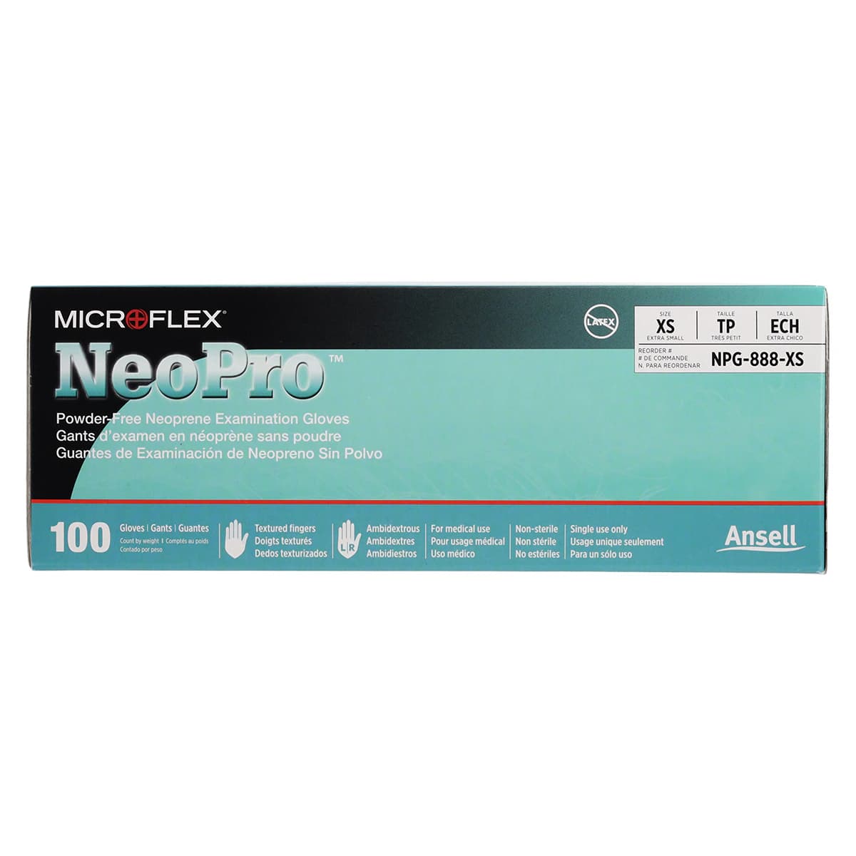 Microflex NeoPro Chloroprene Exam Gloves, Powder-Free, Latex-Free, Textured, Green, Extra Small, 100/Box, NPG-888-XS thumbnail 5