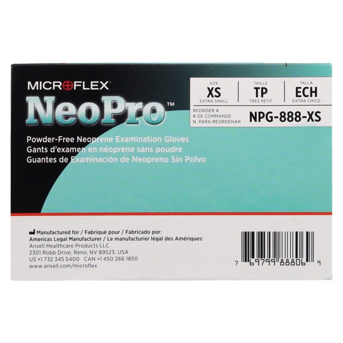 Microflex NeoPro Chloroprene Exam Gloves, Powder-Free, Latex-Free, Textured, Green, Extra Small, 100/Box, NPG-888-XS thumbnail 6