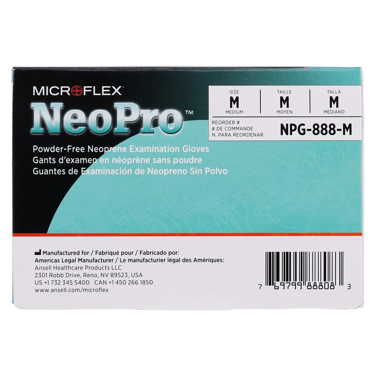 Microflex NeoPro Chloroprene Exam Gloves, Powder-Free, Latex-Free, Green, Medium, 100/Box, NPG-888-M thumbnail 6