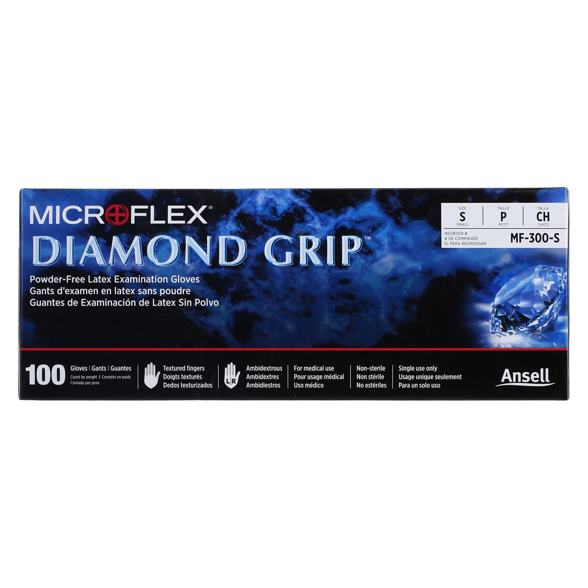 Microflex Diamond Grip MF-300 Powder-Free Latex Exam Gloves, Small, Natural, 100/Box, MF-300-S thumbnail 5
