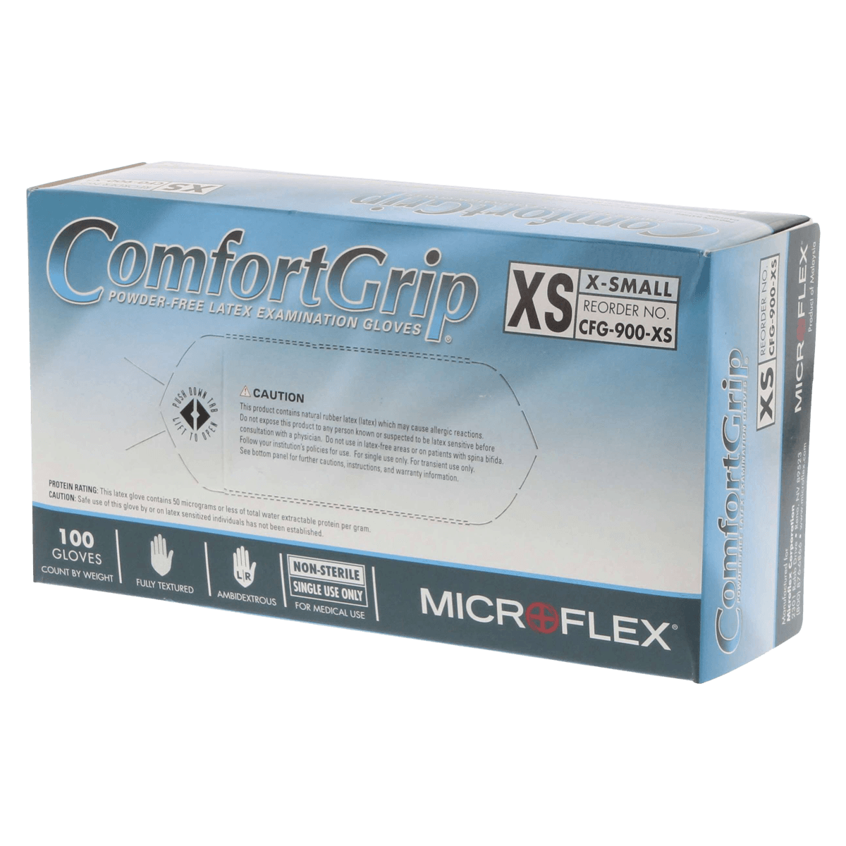 Microflex ComfortGrip CFG-900 Powder-Free Latex Exam Gloves, Extra Small, Natural, 100/Box thumbnail 2