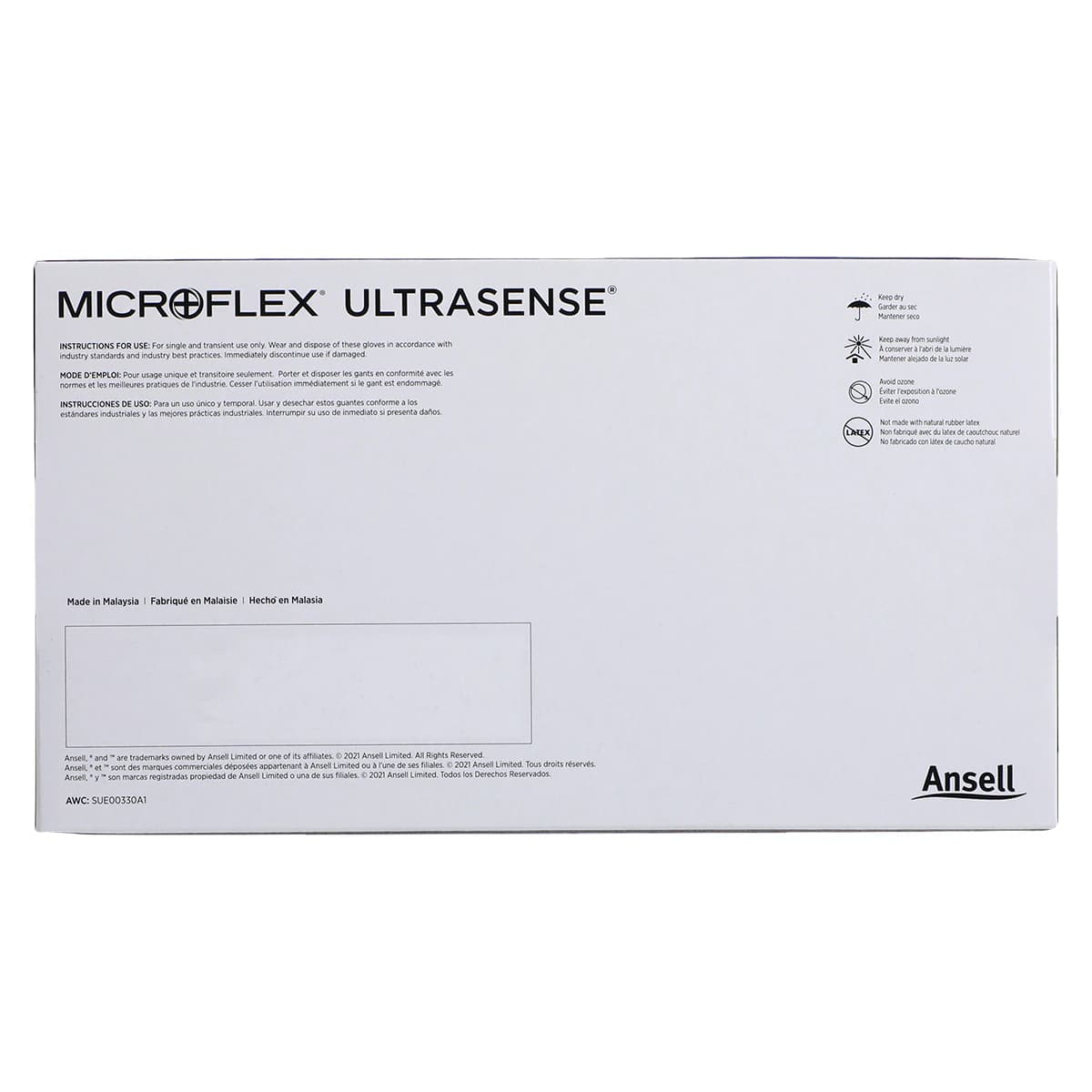 Microflex UltraSense US-220 Nitrile Exam Gloves, Powder-Free, Non-Sterile, Textured Fingers, Blue, Medium, 100/Box thumbnail 7