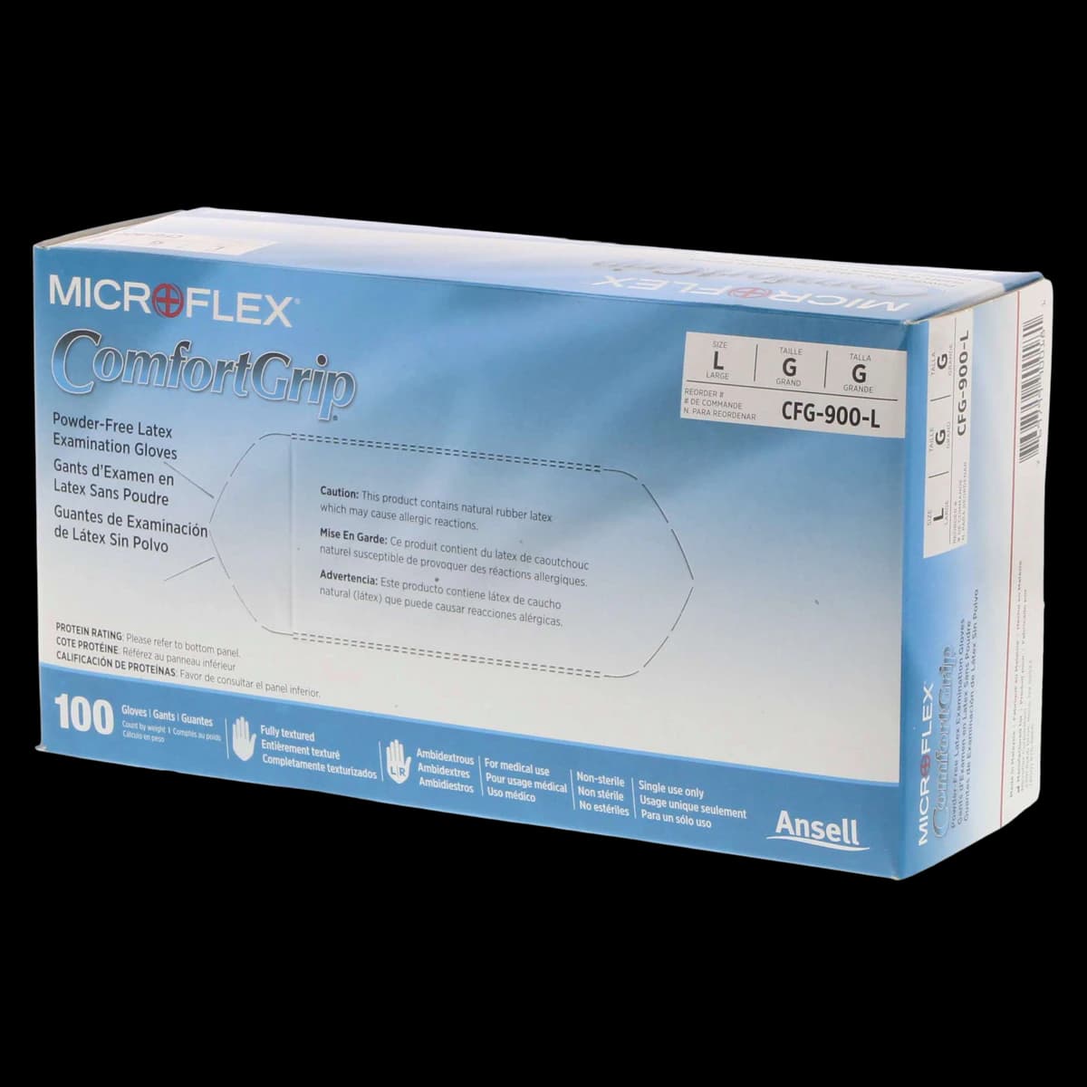 ComfortGrip™ Powder-Free Latex Exam Gloves, Large, Natural, Textured, 100/Box, CFG-900-L thumbnail 2