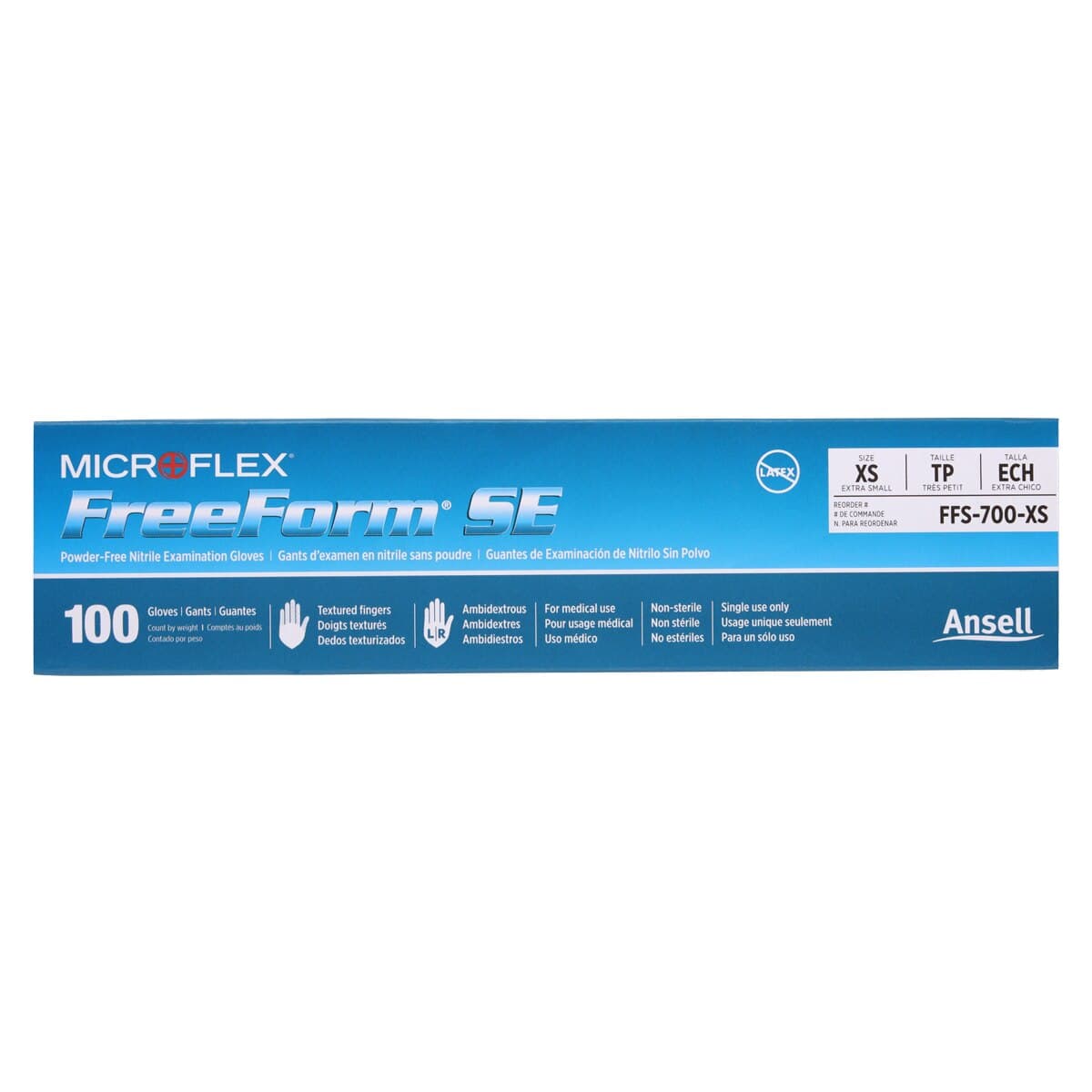 Microflex FreeForm SE Powder-Free Nitrile Exam Gloves, X-Small, Blue, 100/Box, FFS-700-XS thumbnail 3