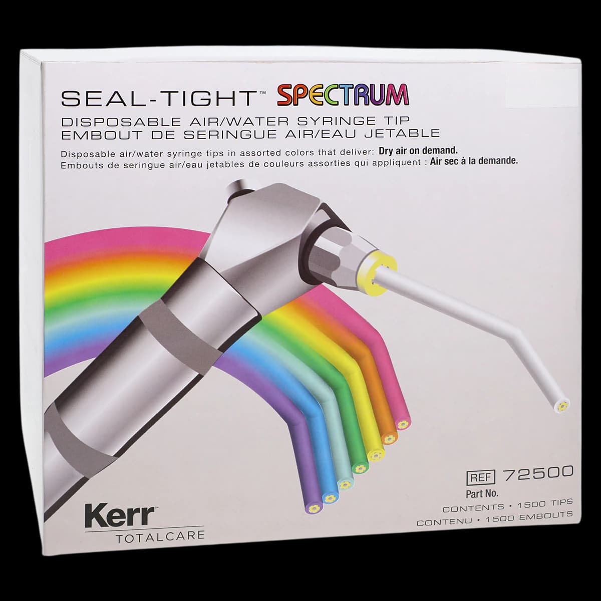 Kerr TotalCare Seal-Tight Spectrum Disposable Air/Water Syringe Tips, Assorted Colors, Bulk Refill, 1500/Bag, 72500 - Seal-Tight® Spectrum Air/Water Syringe Tips Bag of 1500 - Image 1