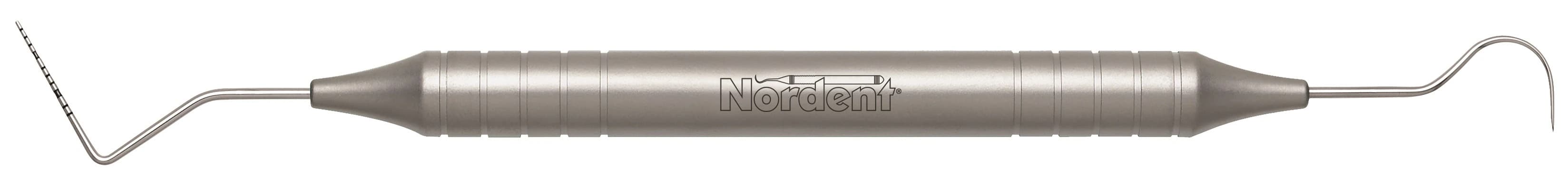 Nordent Expro Double-End Probe/Explorer, UNC #12 Color-Coded Probe (1-12mm) with #23 Shepherd's Hook Explorer, DuraLite Round Handle, REPCN12-23 - Expro Size 12/23 Double End Round University of North Carolina Ea - Image 1