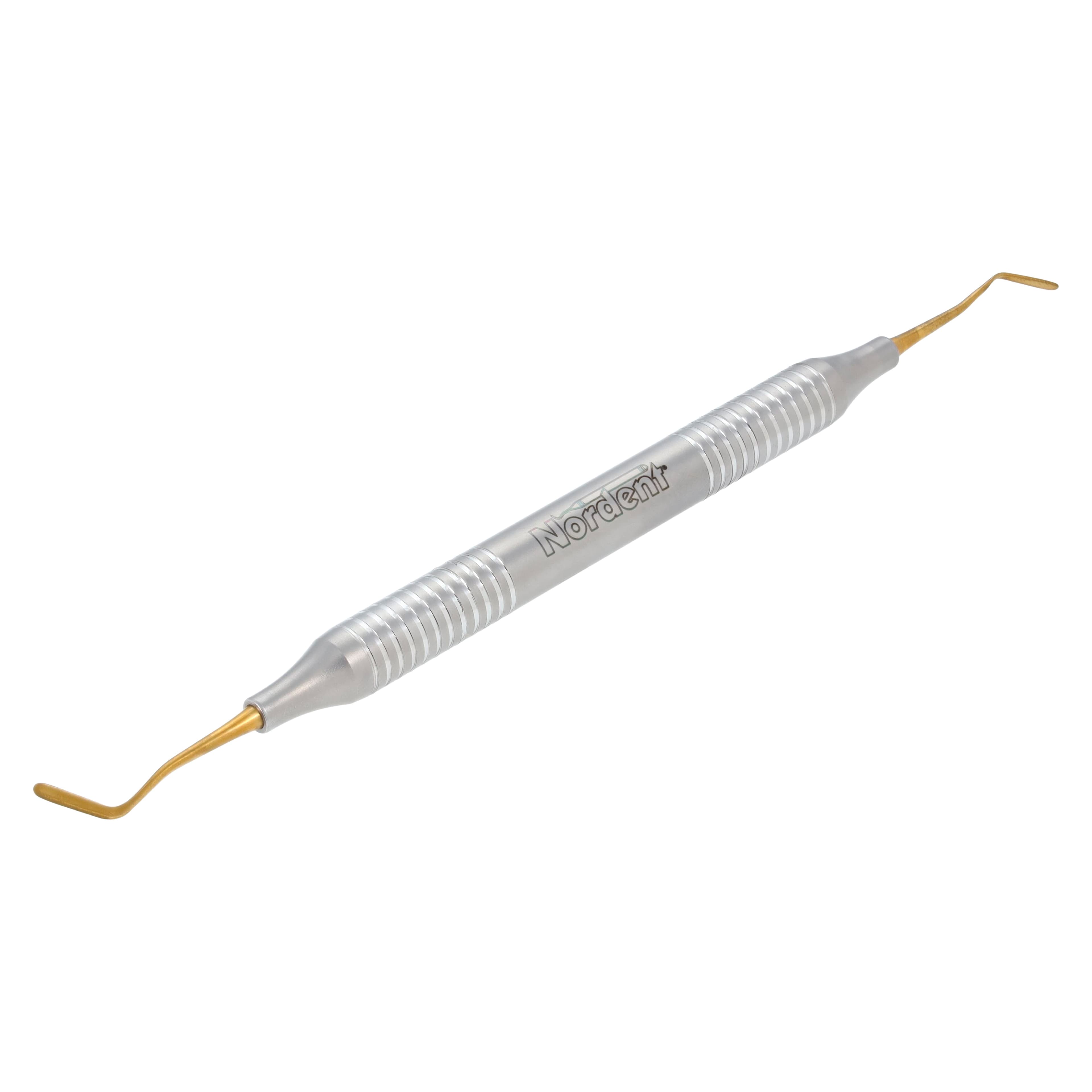 Nordent Composite Placement Instrument, Double-Ended Double Paddle #39, Titanium-Nitride Coated, DuraLite Round Handle, REPFI39T thumbnail 2