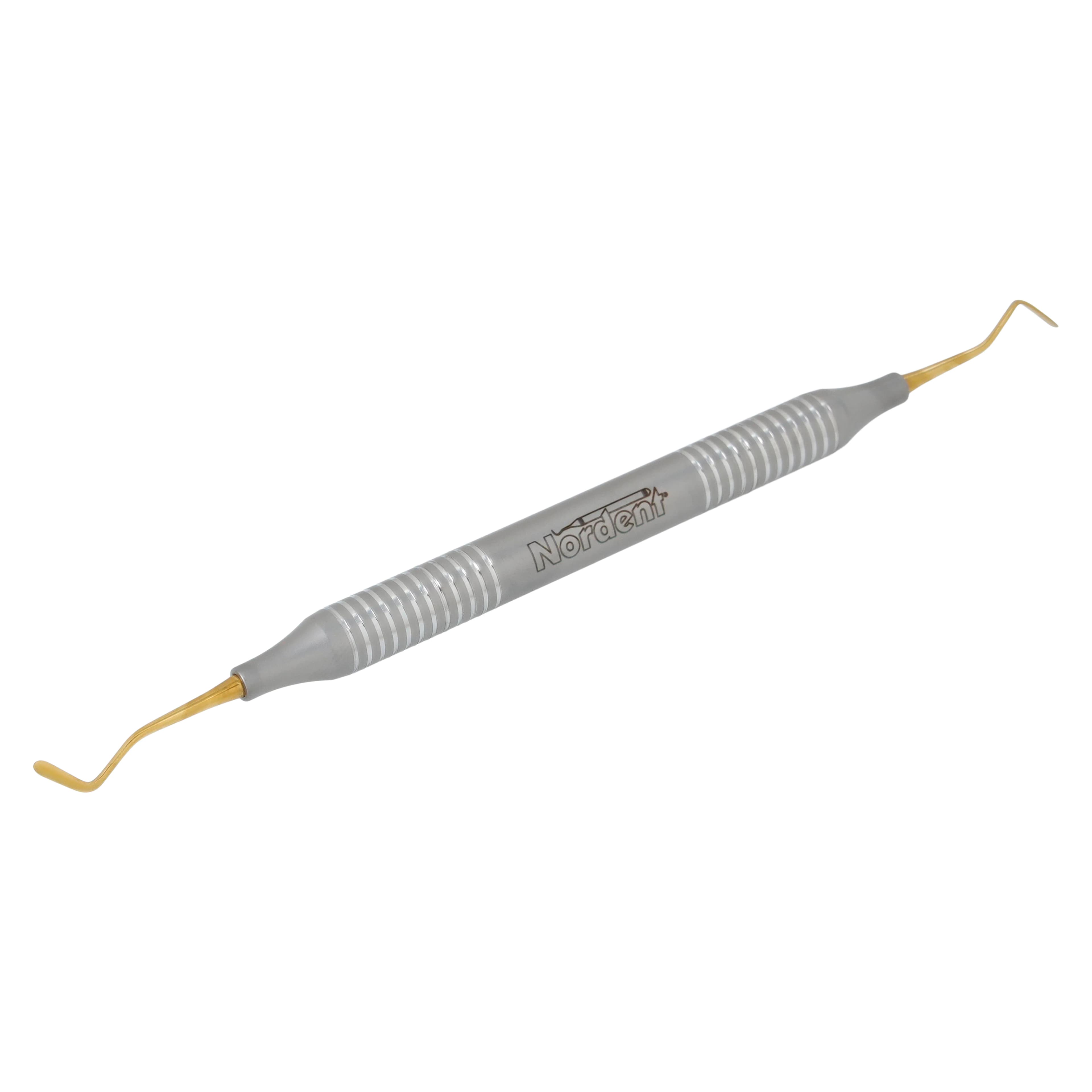 Nordent Composite Placement Instrument, #40T, Double Paddle, Titanium Nitride Coated, DuraLite Round Handle, Stainless Steel, Double End, REPFI40T thumbnail 2
