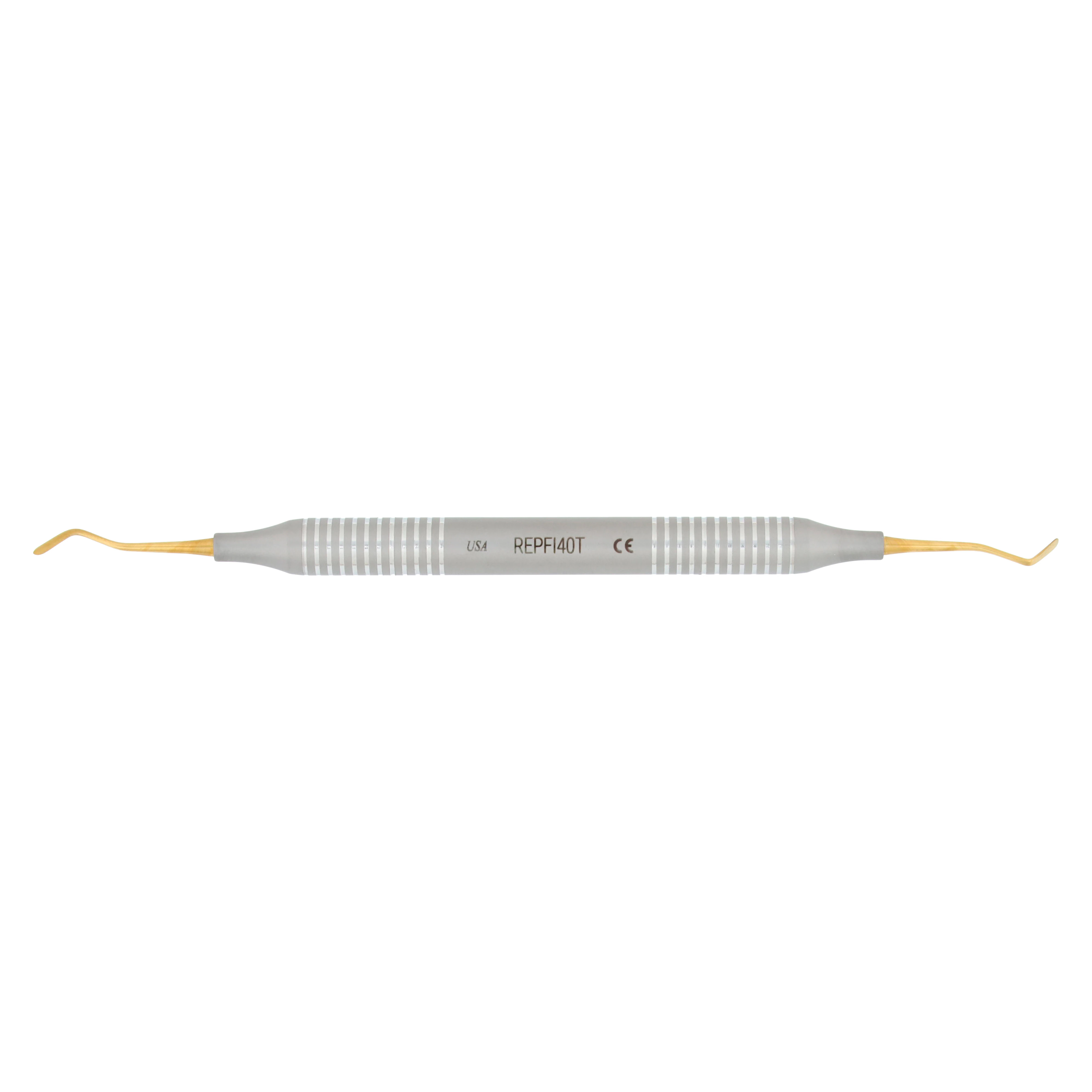 Nordent Composite Placement Instrument, #40T, Double Paddle, Titanium Nitride Coated, DuraLite Round Handle, Stainless Steel, Double End, REPFI40T thumbnail 5