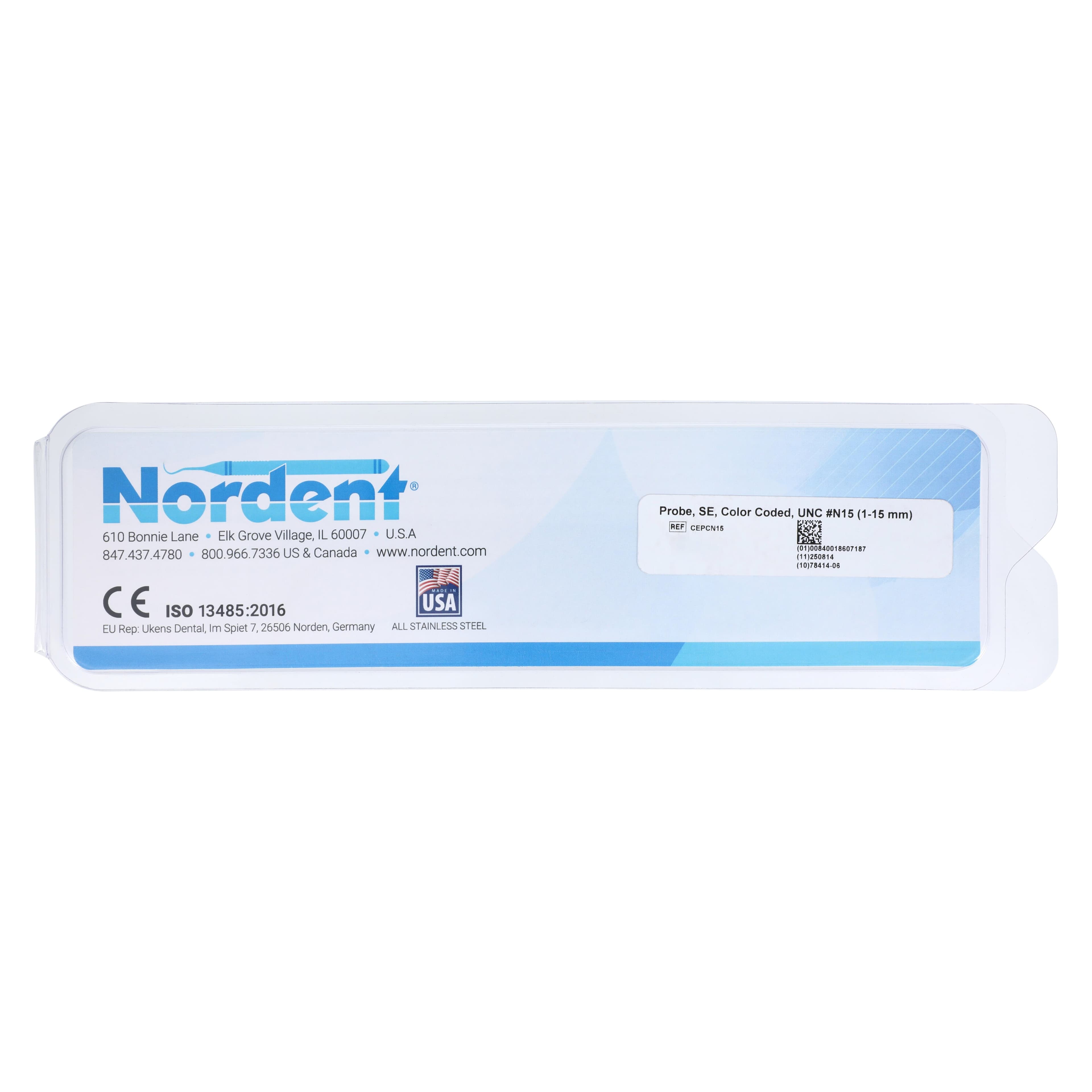 Nordent DuraLite ColorRings Single-Ended Color-Coded UNC #N15 Periodontal Probe, 1-15 mm, Each thumbnail 5