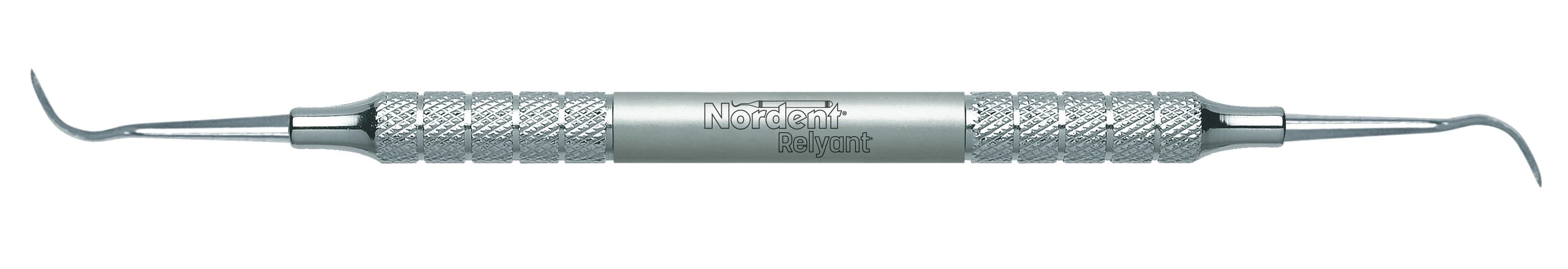 Nordent Relyant Universal Offset Sickle Scaler #4, Double-End, #6 Handle, R138 - Scaler DE Relyant Universal Offset Sickle #4 #6 Handle - Image 1