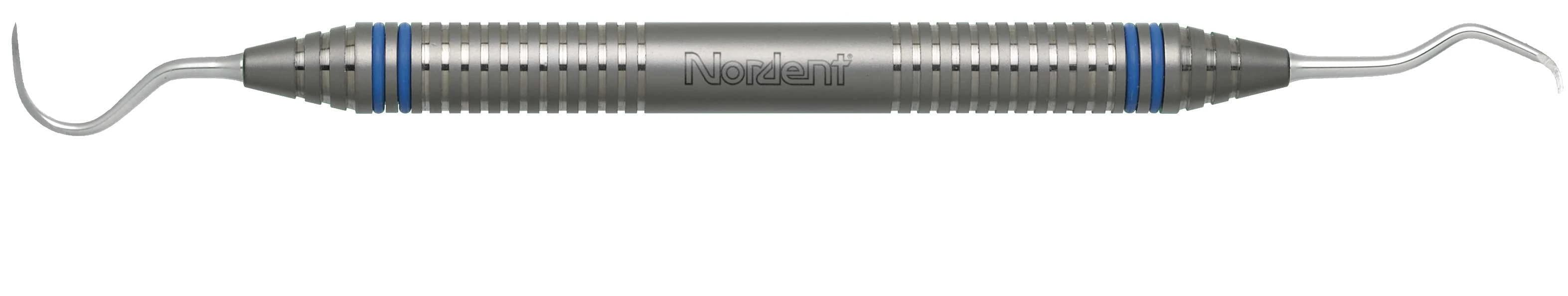 Nordent Sickle Scaler U15/47, Towner U15 Sickle & Contra-Angle Hoe #47, Double-End, DuraLite ColorRings Handle - Sickle Scaler – # U15//47, Towner/Hoe, Anterior, Standard Handle, Double End - DuraLite® ColorRings™ Handle - Image 1