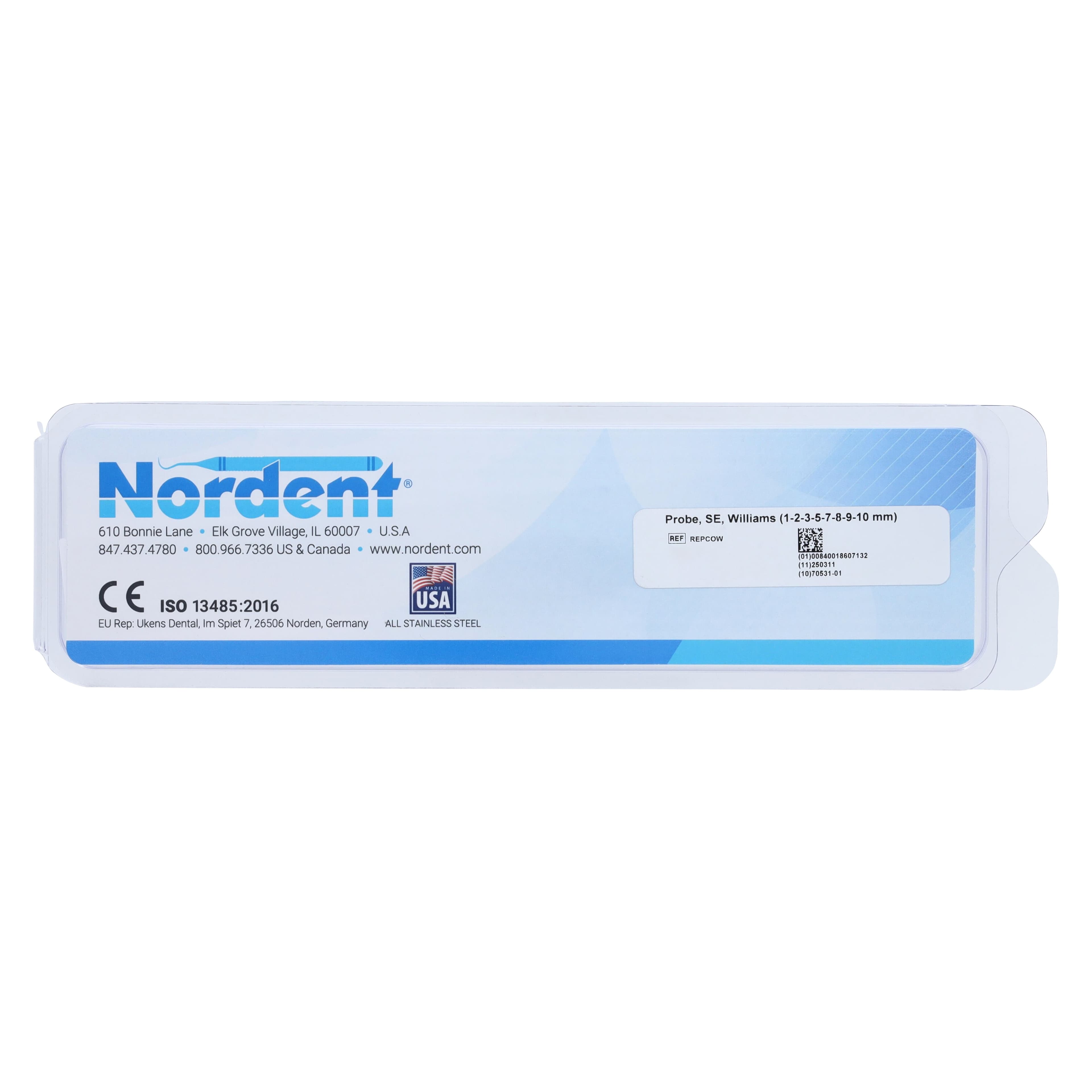 Nordent Probe SE Williams DuraLite Round, Color-Coded, Single-Ended, 1-2-3-5-7-8-9-10 mm Markings, OW thumbnail 6