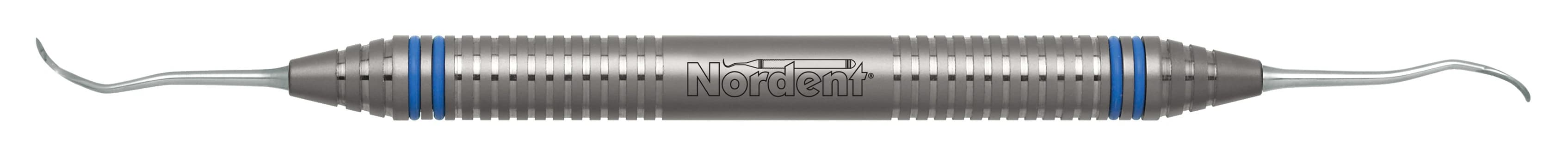 Nordent Sickle Scaler #204SD, Distal Posterior, Double-End, DuraLite ColorRings Handle, Stainless Steel, CESC204SD - Sickle Scaler – # 204SD, Distal, Posterior, Standard Handle, Double End - DuraLite® ColorRings™ Handle - Image 1
