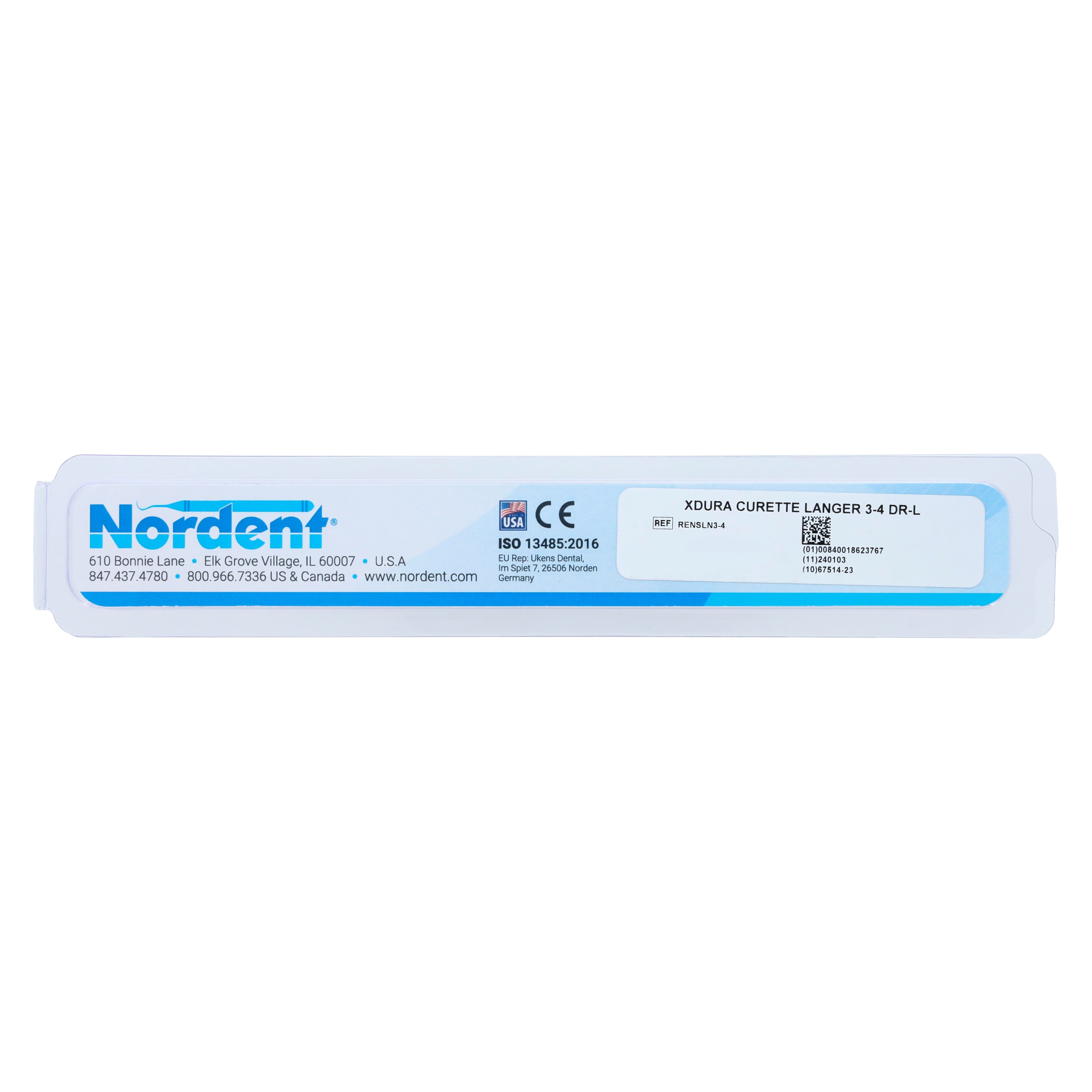 Nordent XDURA Universal Curette, Langer #3-4, Double-Ended, DuraLite Round Handle, Stainless Steel, RENSLN3-4 thumbnail 6