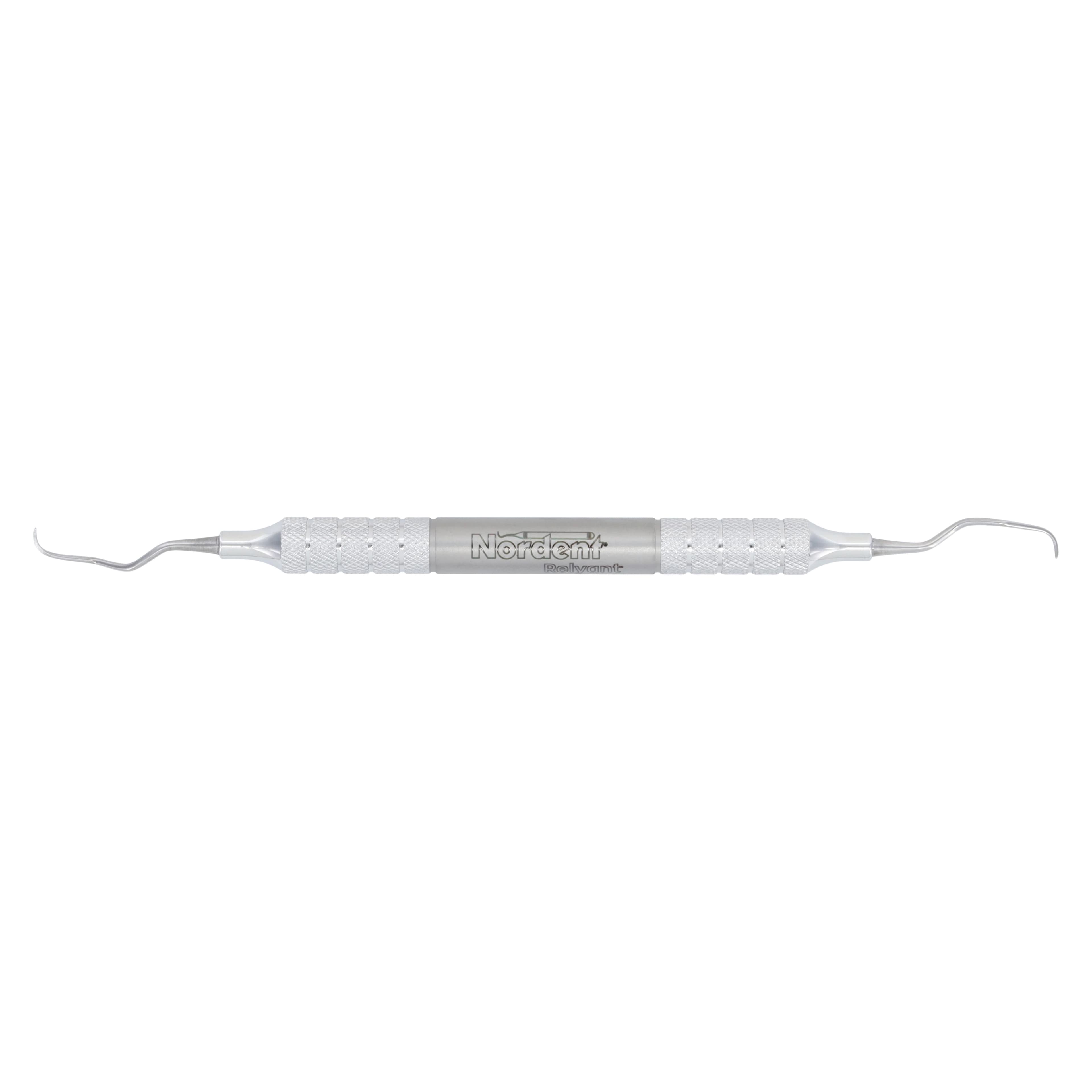 Nordent Relyant Gracey Curette #13/14, O Style, Double End, Relyant #6 Handle, Stainless Steel - Relyant® Curette – # 13//14O, Gracey, O Style, Relyant® # 6 Handle, Double End - Relyant® Curette – # 13//14O, Gracey, O Style, Relyant® # 6 Handle, Double End - Image 1