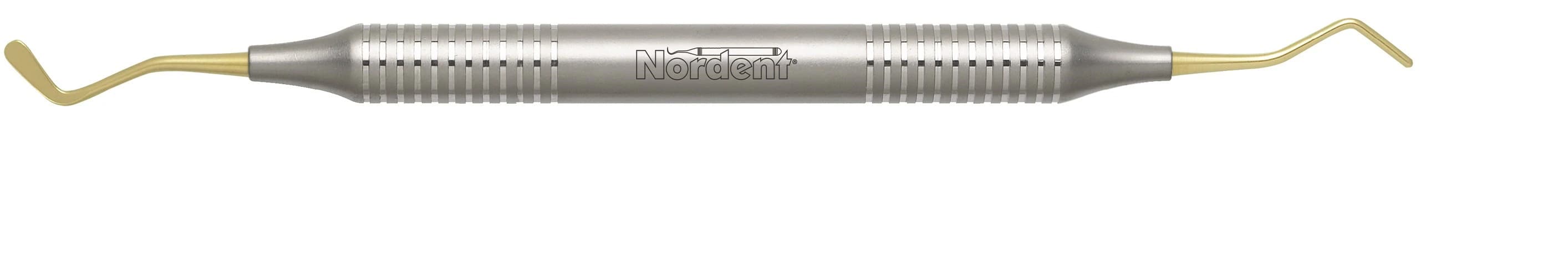 Nordent Composite Placement Instrument, #21T Paddle/Round Condenser, Double End, Titanium Nitride Coated, DuraLite Round Handle, REPFI21T - Composite Placement DE TiN Coated Paddle/Condenser #21 DuraLite ROUND - Image 1