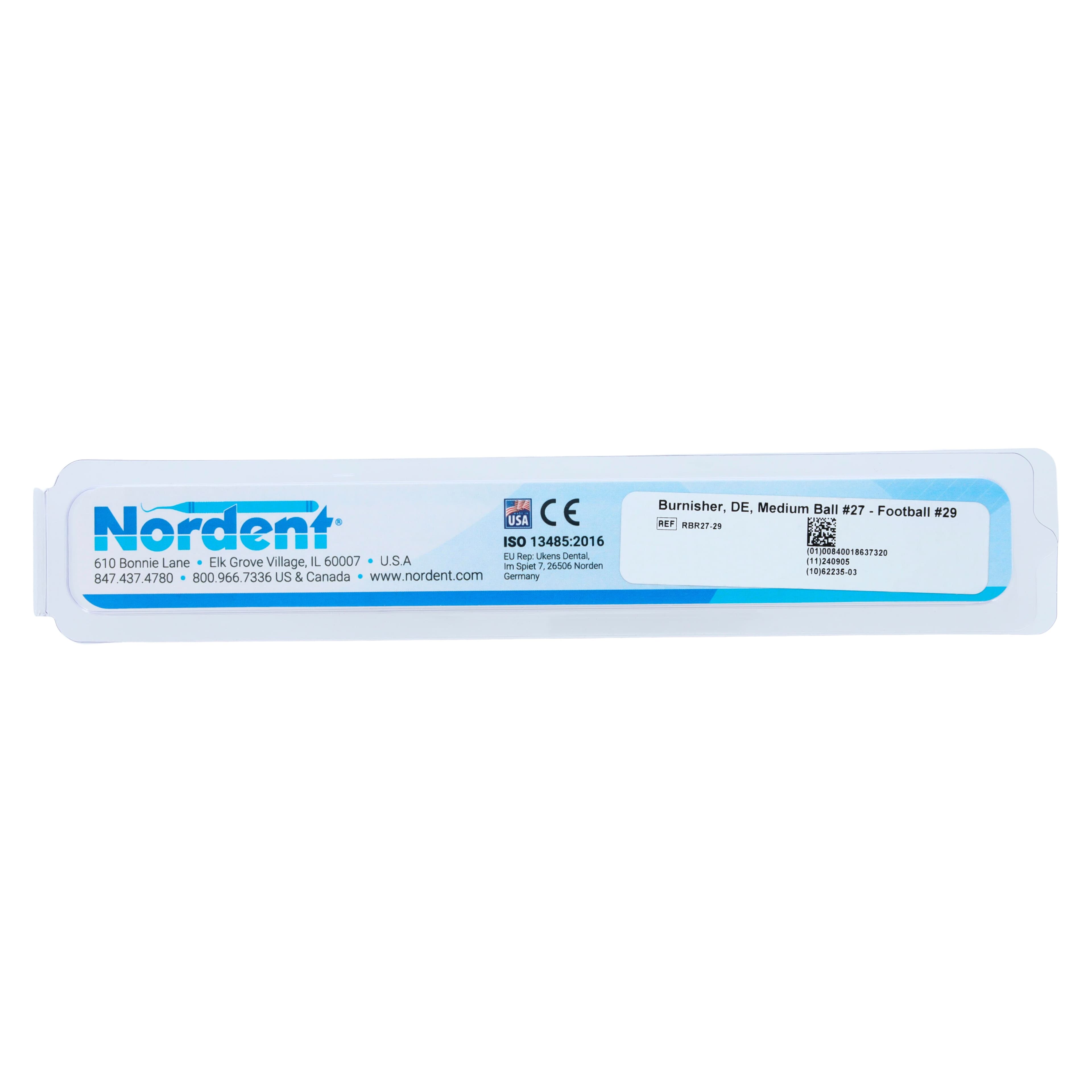 Nordent Double-Ended Burnisher, Medium Ball #27 / Football #29, Medium Round Handle, RBR27-29 thumbnail 6