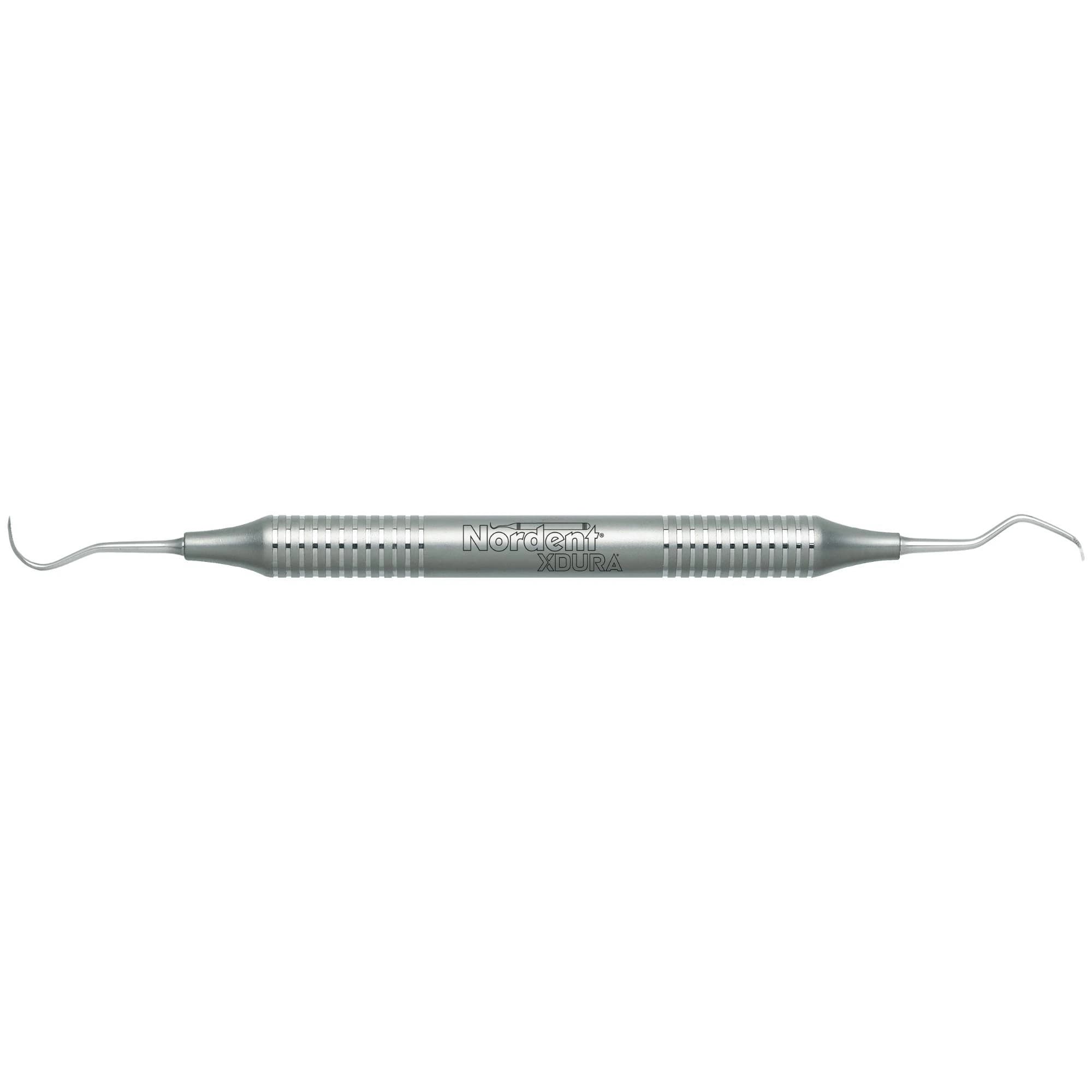 Nordent XDURA® Scaler, Double End – #N5 Anterior Sickle / #47 Contra Angle Hoe, DURALite® Round Handle, Stainless Steel, 1/Pkg - XDURA® Scaler – # N5 Sickle/47 Contra Angle Hoe, DURALite® Round Handle, Double End - XDURA® Scaler – # N5 Sickle/47 Contra Angle Hoe, DURALite® Round Handle, Double End - Image 1