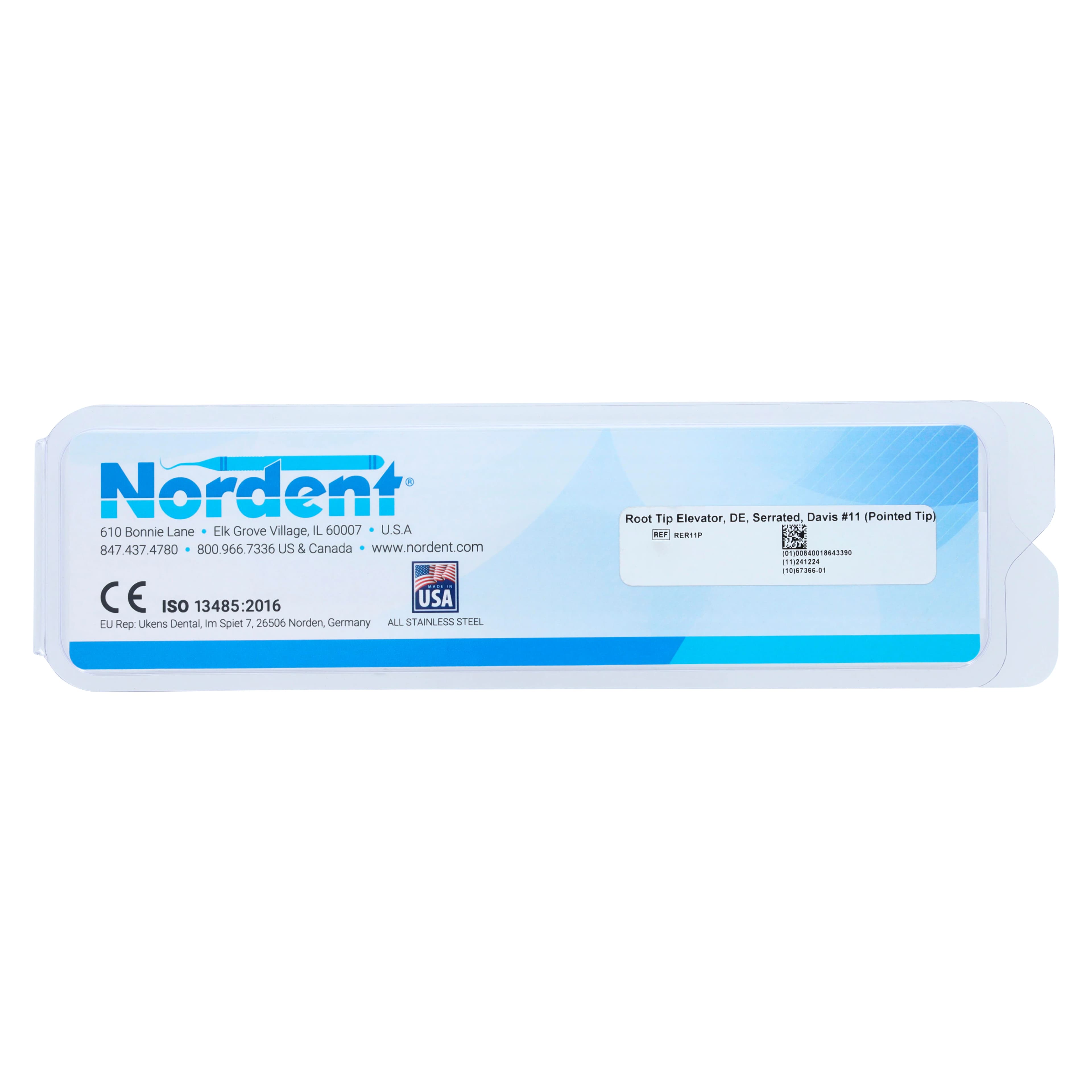 Nordent Root Tip Elevator, Double-Ended, Davis Serrated #11, Pointed Tip, Medium Round Handle, RER11P thumbnail 6