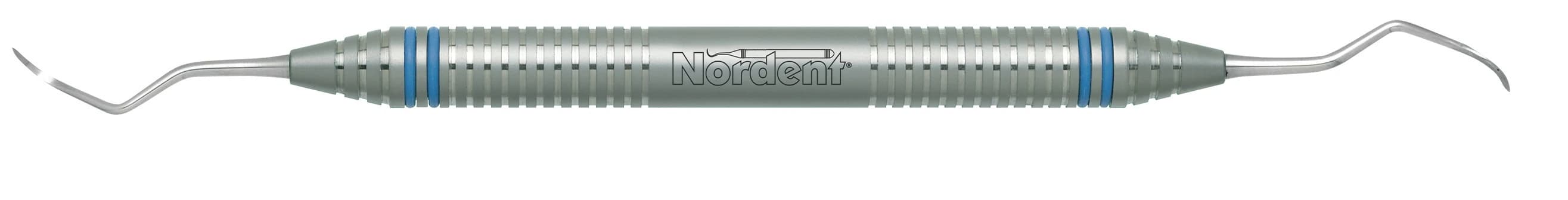 Nordent #204 Posterior Sickle Scaler, Double-Ended, DuraLite ColorRings Handle, Stainless Steel, 1/Pkg - Sickle Scaler – # 204, Posterior, Double End - DuraLite® ColorRings™ Handle - Image 1