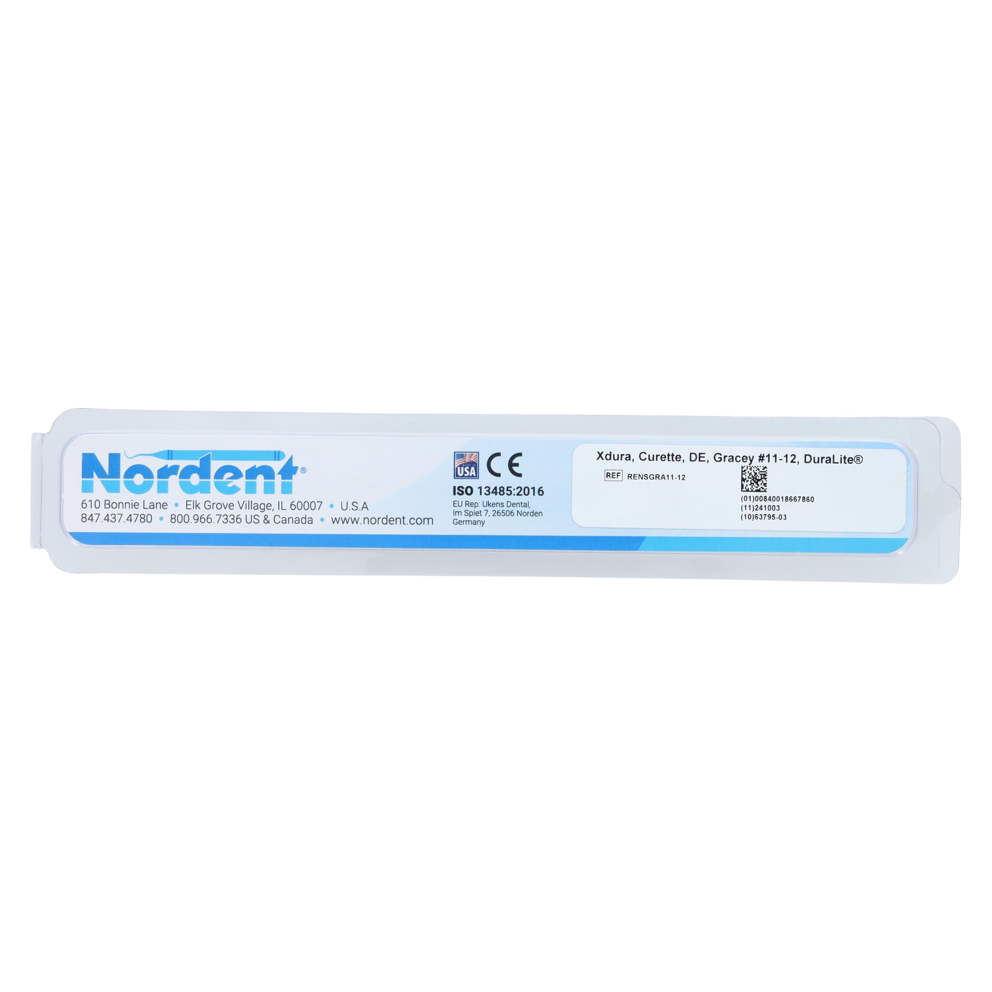 Nordent XDURA Gracey Curette #11/12, Double End, DuraLite Round Handle, Stainless Steel, RENSGRA11-12 thumbnail 6