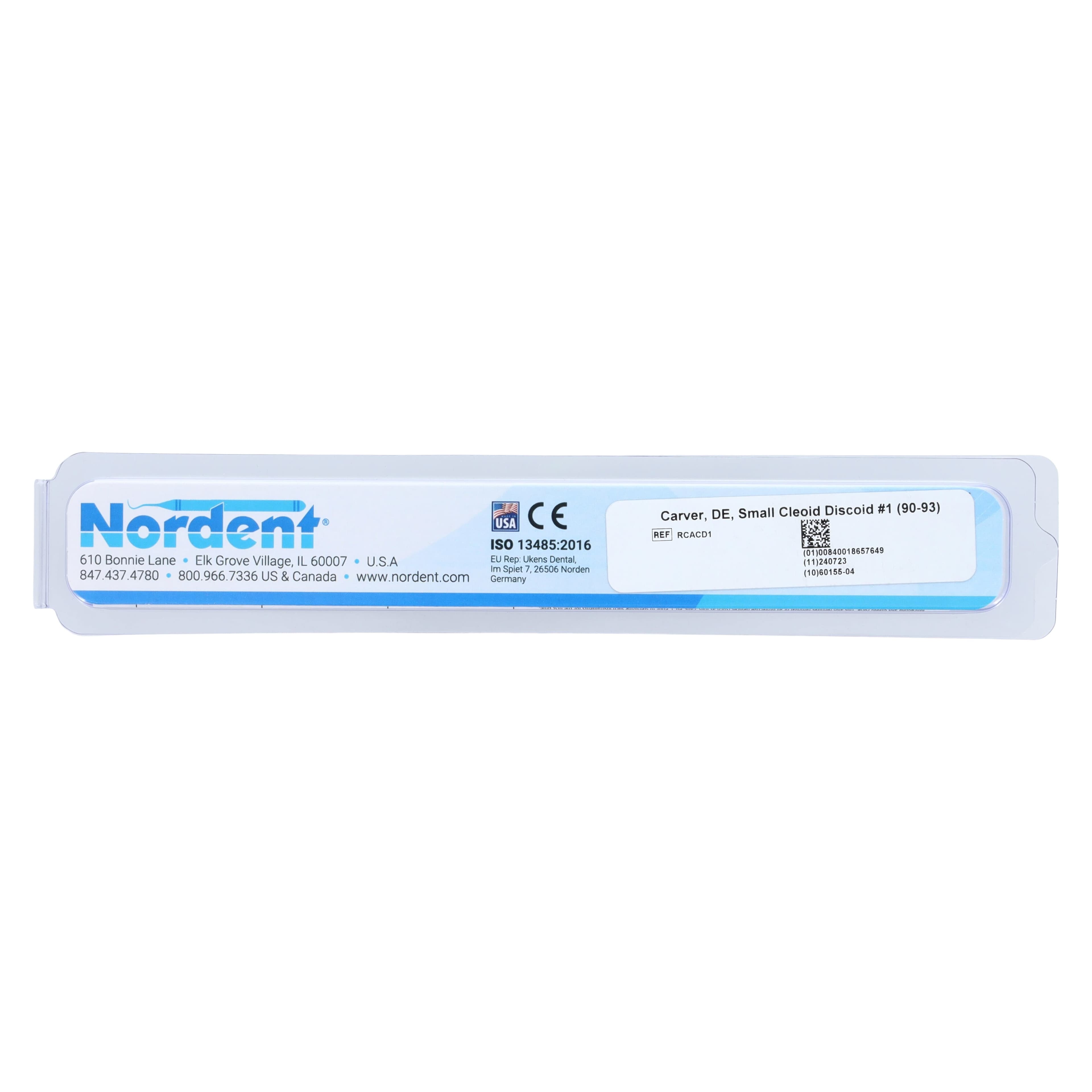 Nordent Cleoid-Discoid Carver #1 (90-93), Double-Ended, Medium Round Handle, 1.5 mm Blade, Stainless Steel thumbnail 6