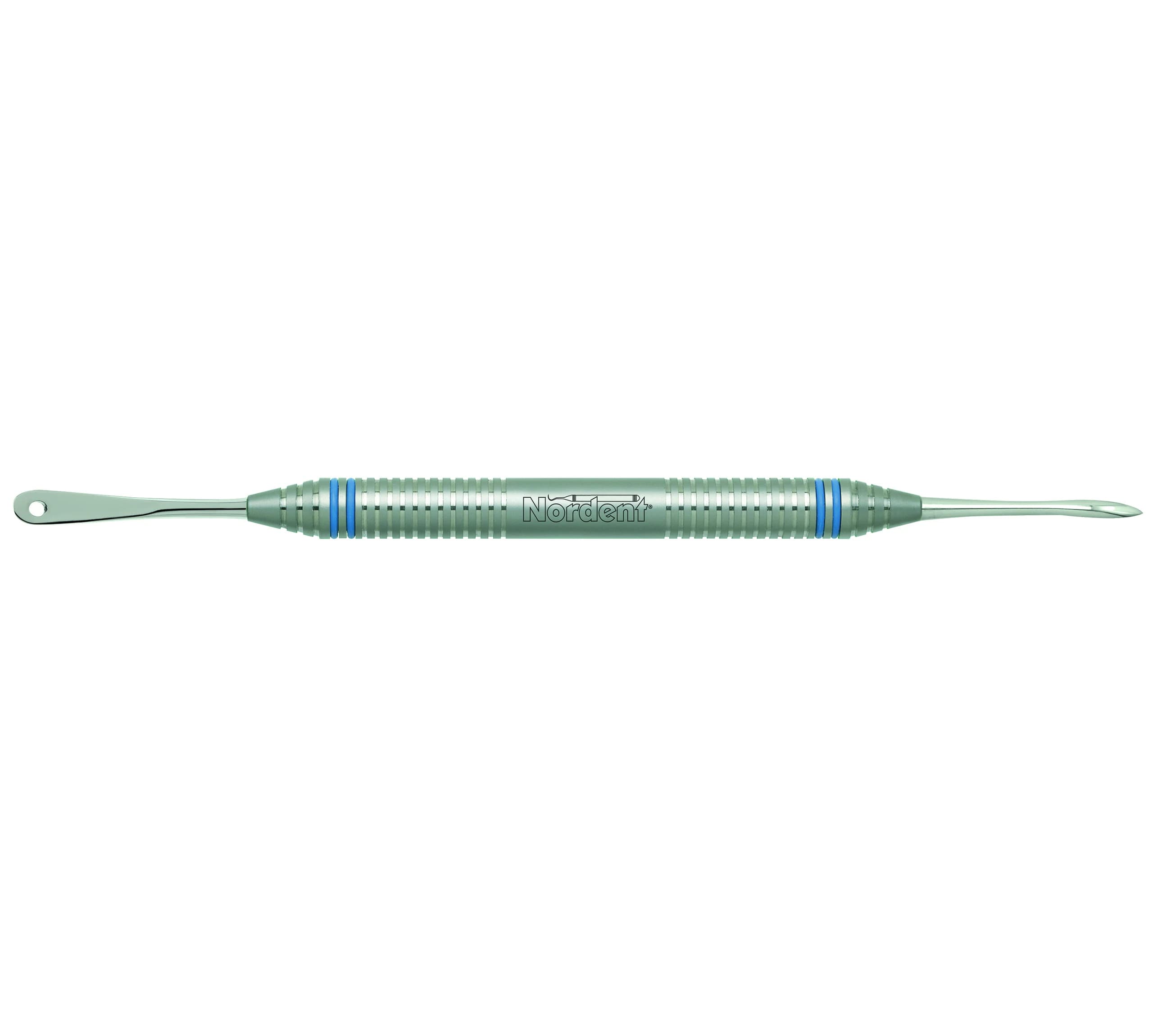 Nordent Periosteal Elevator, Allen #9A, Double-Ended, with Suture Hole, DuraLite ColorRings, Stainless Steel, Each - Periosteal Elevators - Specialty - Allen #9A (with suture hole) - DuraLite&reg; ColorRings - Image 1