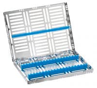 Nordent Sterilization Cassette, Stainless Steel, Large, 20 Instrument Capacity, Blueberry, Single-Sided, Easy-Open Side Spring Latches - Cassette Large 20 Instrument - Image 1
