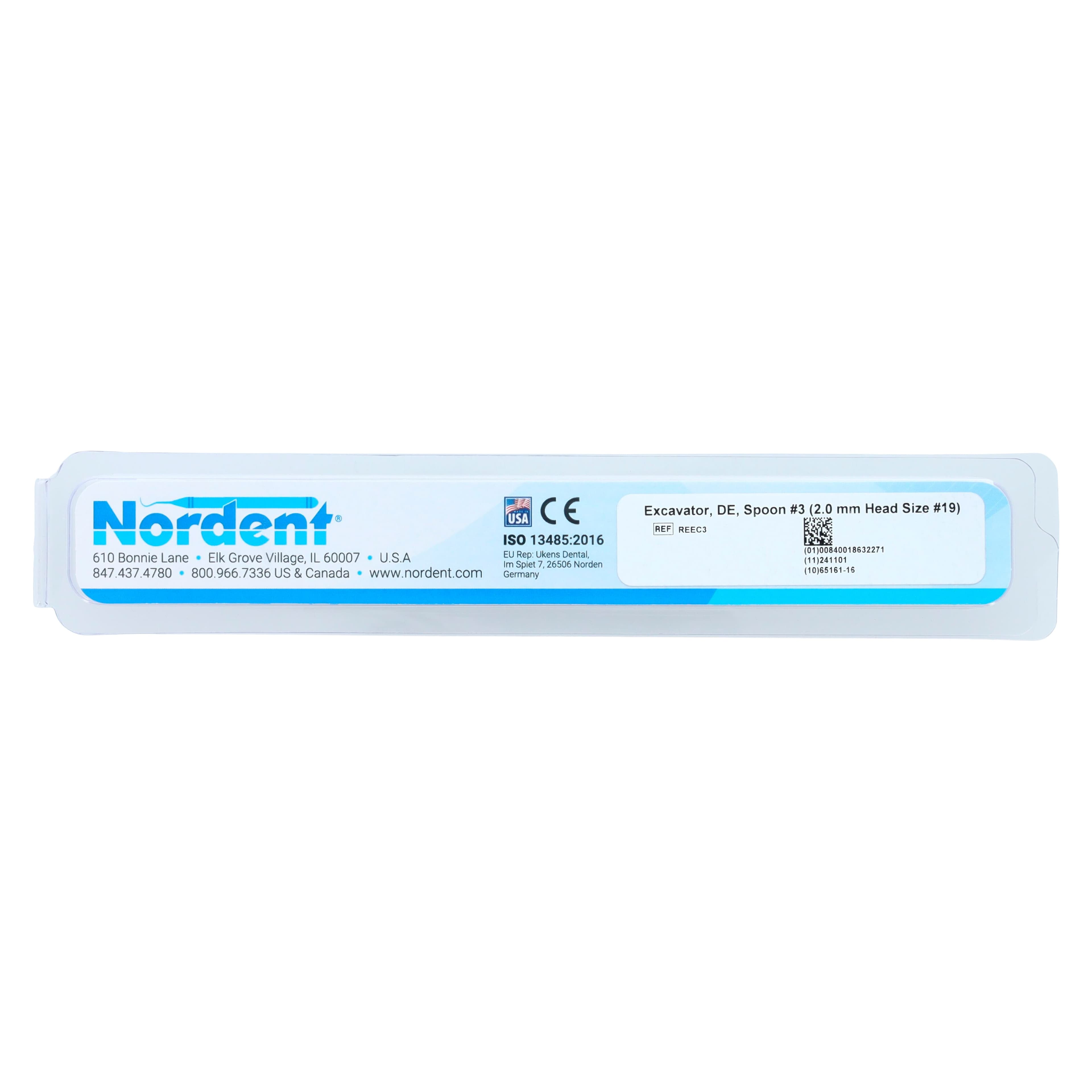 Nordent Excavator DE Spoon #3, Head Size #19, 2.0mm, DuraLite Round Handle, Double-Ended thumbnail 6