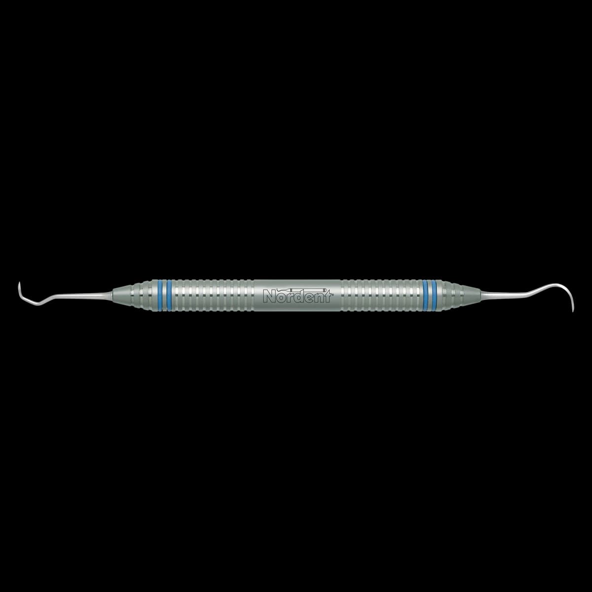 Nordent Sickle Scaler #1S/N5 Jacquette, Anterior, Double End, DuraLite ColorRings Handle, Stainless Steel, 1/Pkg - Sickle Scaler – # 1S/N5 Jacquette, Anterior, Double End - DuraLite® ColorRings™ Handle - Image 1