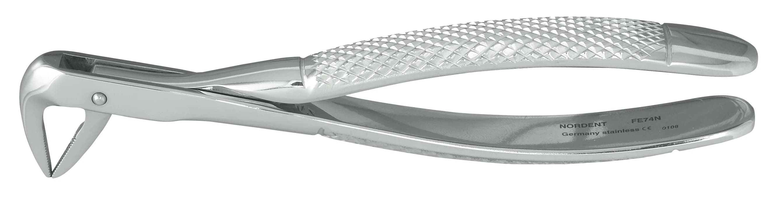 Nordent Extraction Forceps #74N, English Pattern, Lower Roots, Narrow Beaks, Stainless Steel, FE74N - Extraction Forceps - Lower - Lower Roots Narrow Beaks English Pattern #74N - Image 1