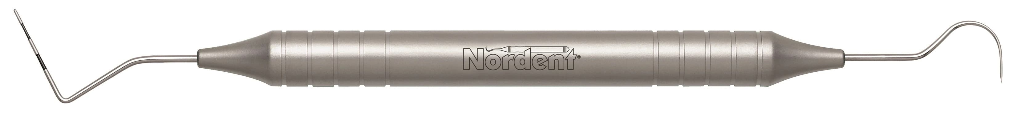 Nordent Expro N33-23 Double-Ended Color-Coded Probe/Explorer, 3-6-9-12 mm Markings, #23 Shepherd's Hook, DuraLite Round Handle - Expros N33-23 - Image 1