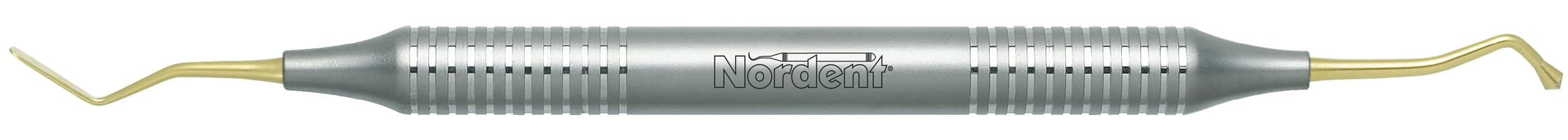 Nordent Composite Placement Instrument, Double-Ended, Paddle/Acorn #22T, Titanium Nitride Coated, DuraLite Round Handle, REPFI22T - Composite Placement DE TiN Coated Paddle/Acorn #22 DuraLite ROUND - Image 1
